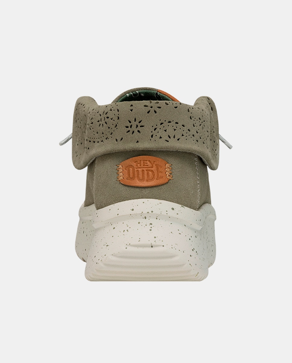 Botines de mujer de piel con cordones elásticos - HeyDude - Verde Verde-5