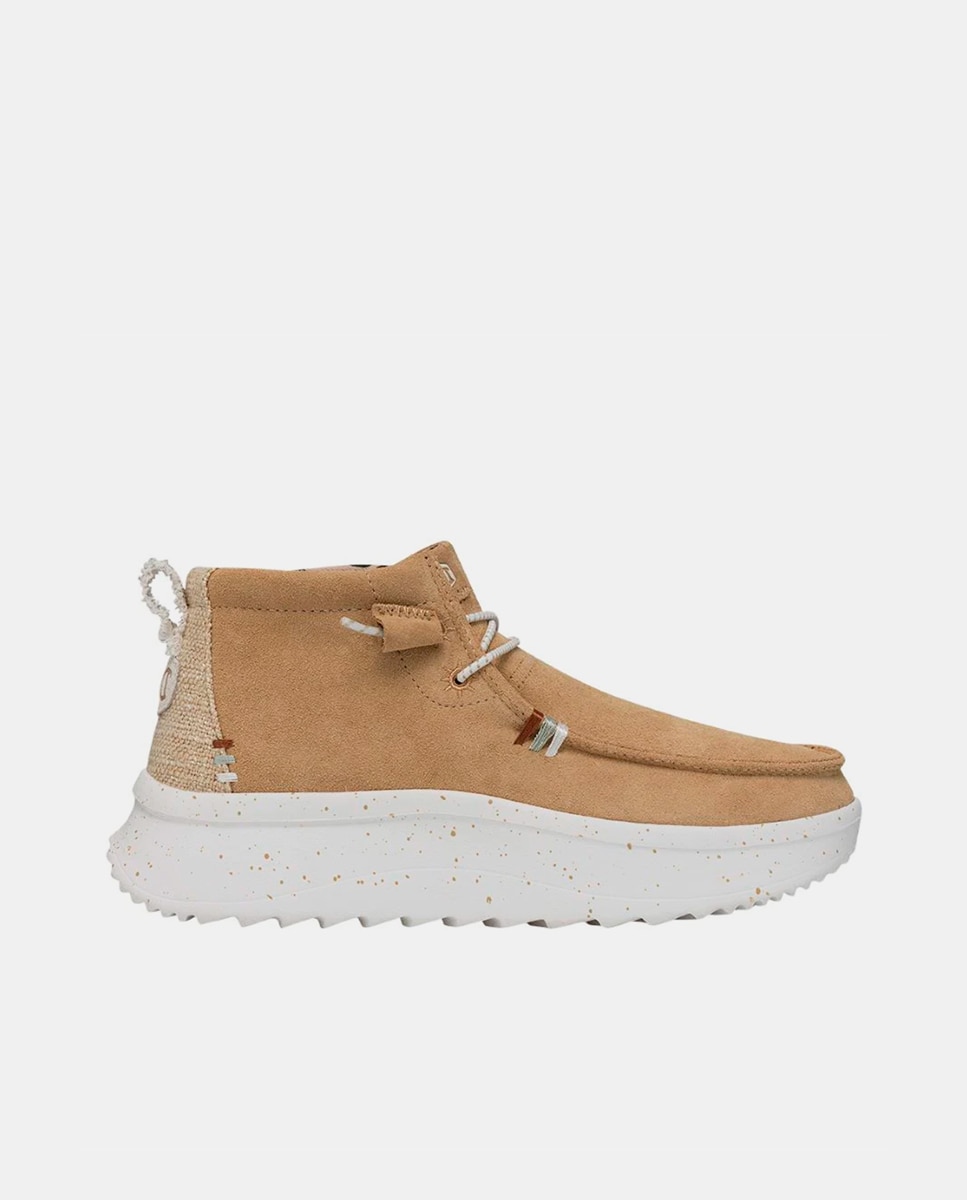 Botines de mujer de piel con cordones elásticos - HeyDude - Beige Beige-1