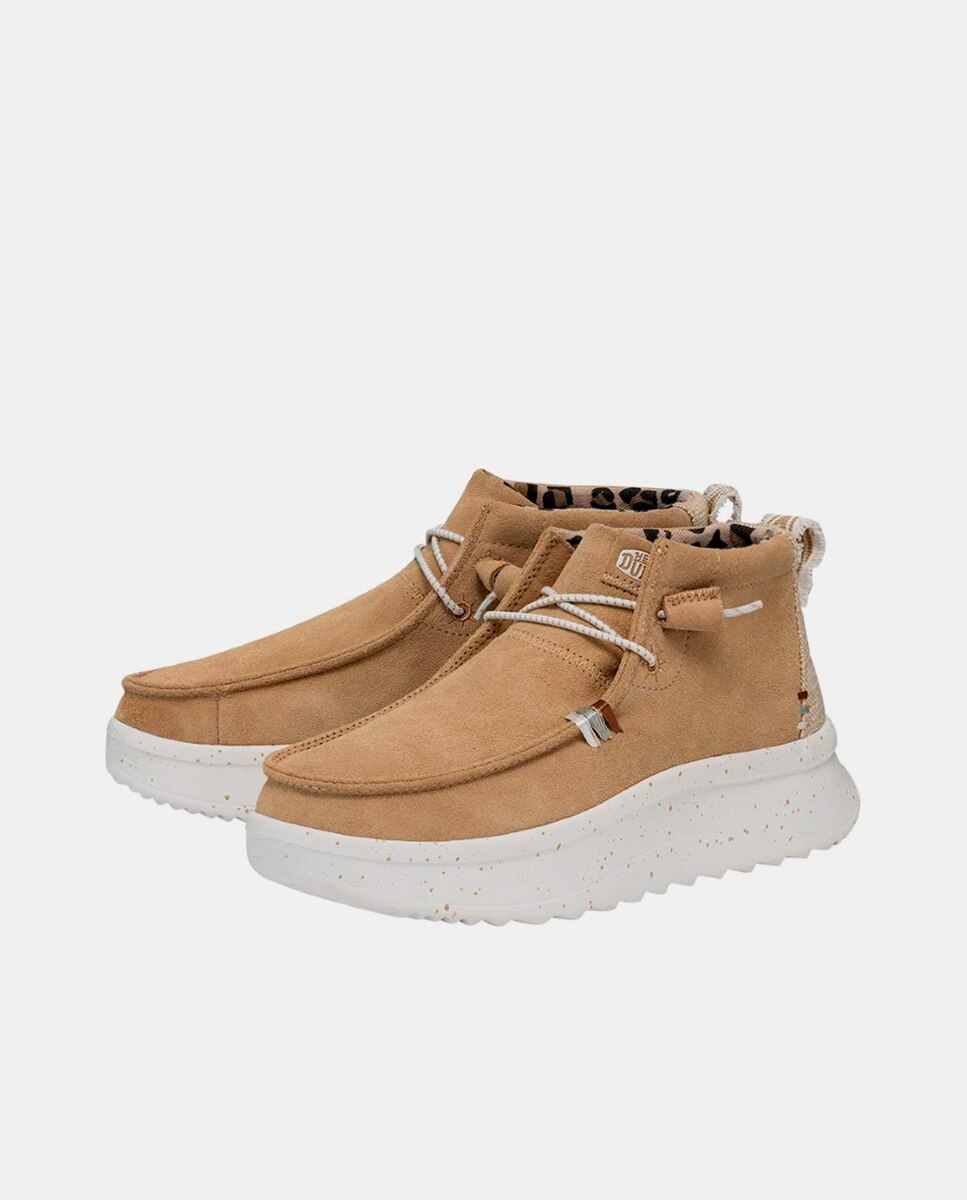 Botines de mujer de piel con cordones elásticos - HeyDude - Beige Beige-5
