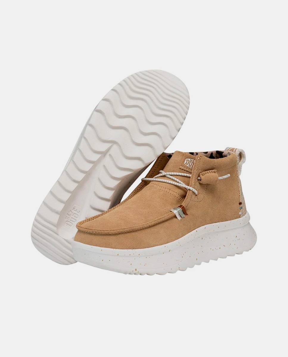 Botines de mujer de piel con cordones elásticos - HeyDude - Beige Beige-4