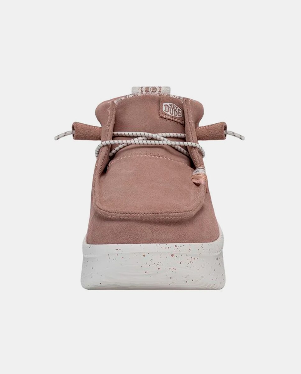 Botines de mujer de piel con cordones elásticos - HeyDude - Rosa Rosa-2