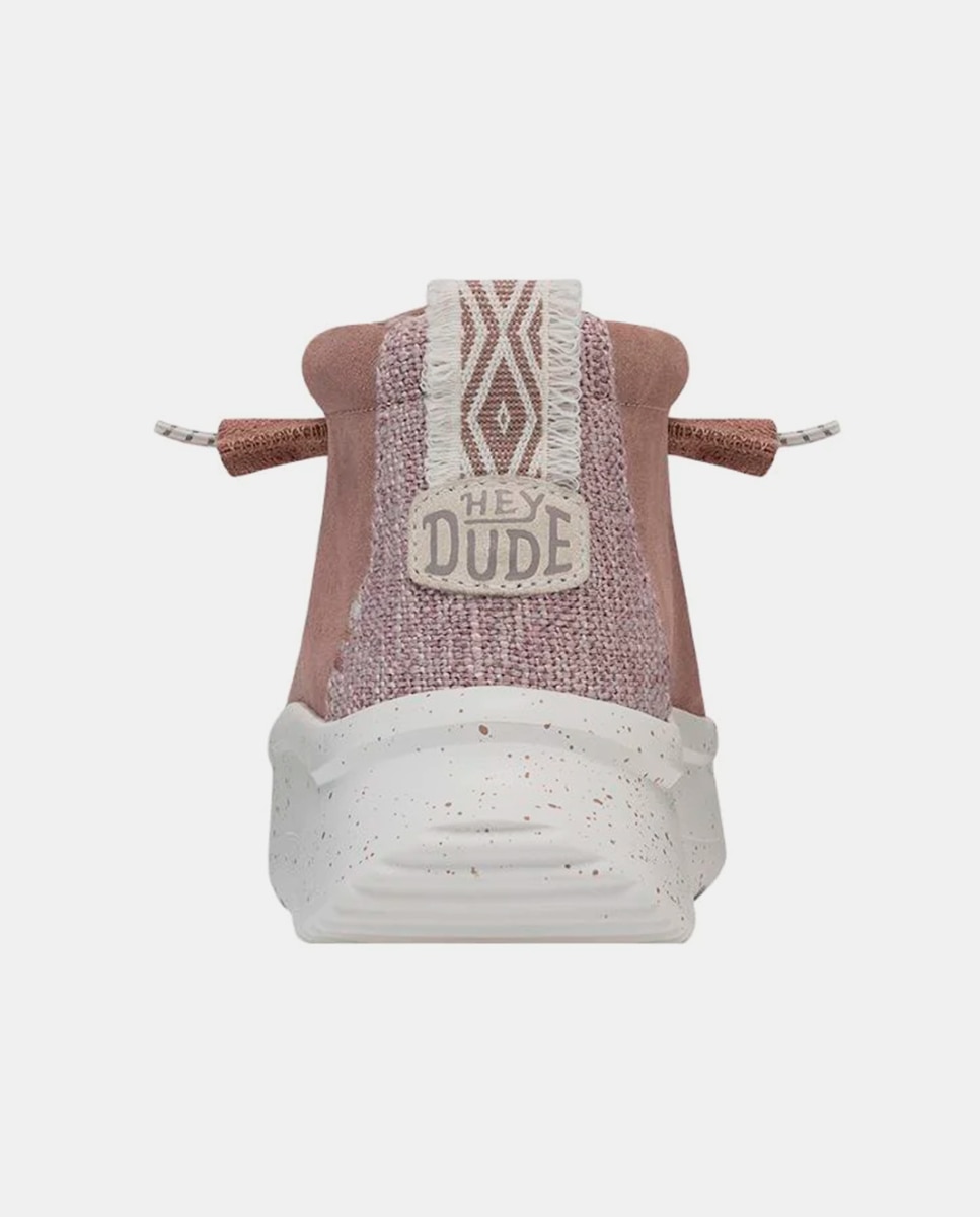Botines de mujer de piel con cordones elásticos - HeyDude - Rosa Rosa-3