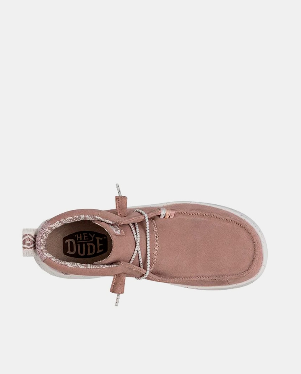 Botines de mujer de piel con cordones elásticos - HeyDude - Rosa Rosa-6