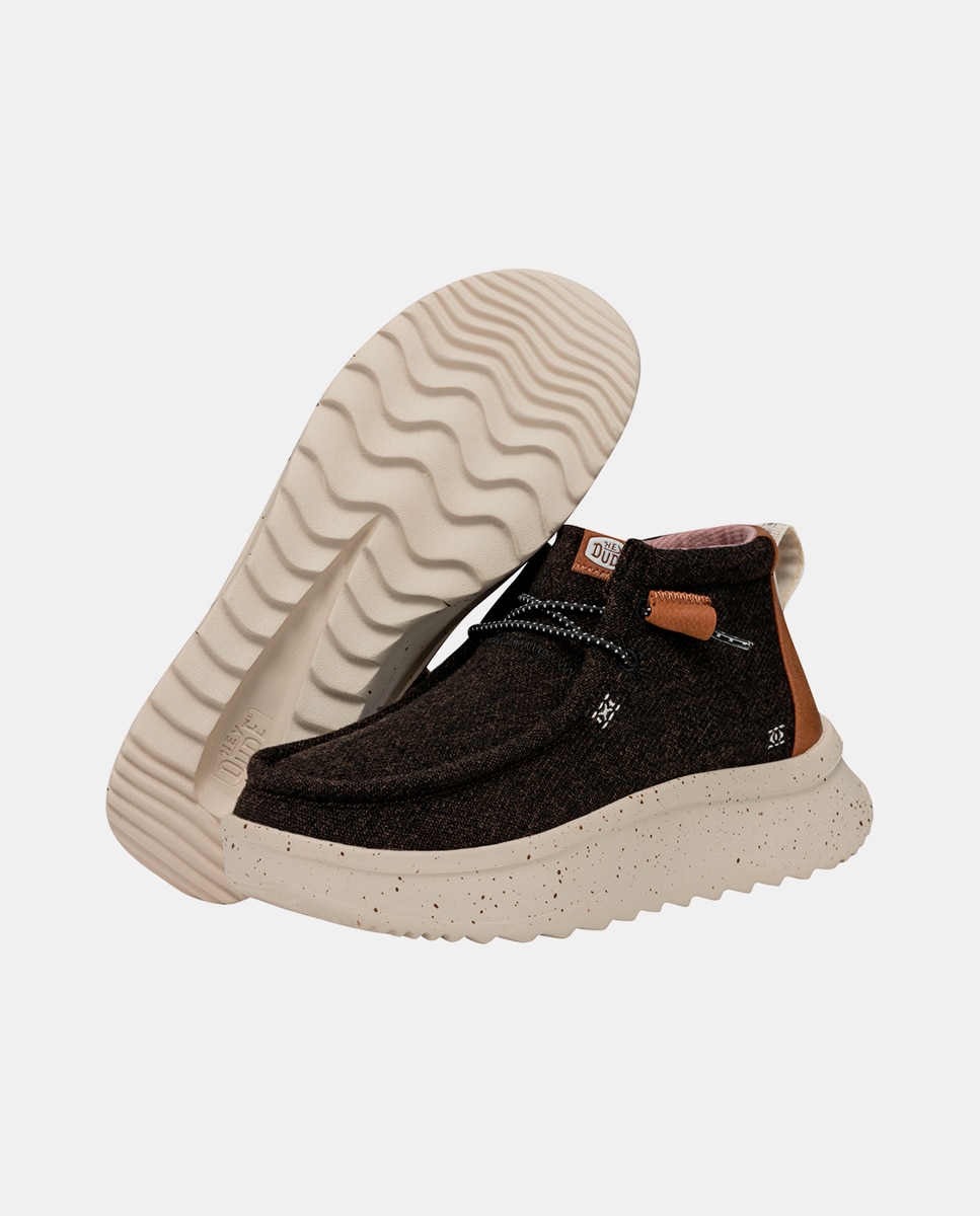 Botines de mujer de tejido con cordones elásticos - HeyDude - Marrón oscuro Marrón oscuro-2