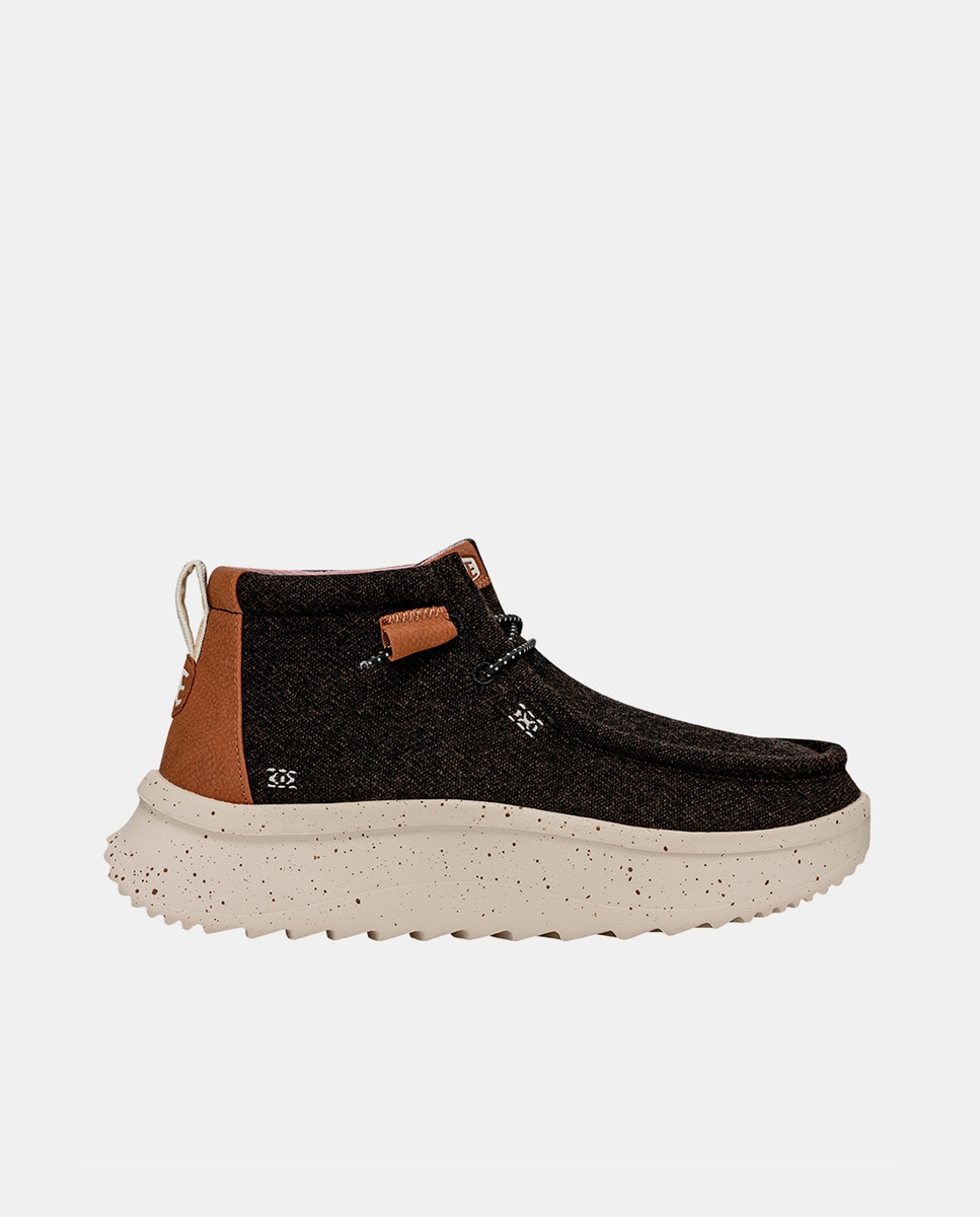 Botines de mujer de tejido con cordones elásticos - HeyDude - Negro / Naranja Negro / Naranja-1