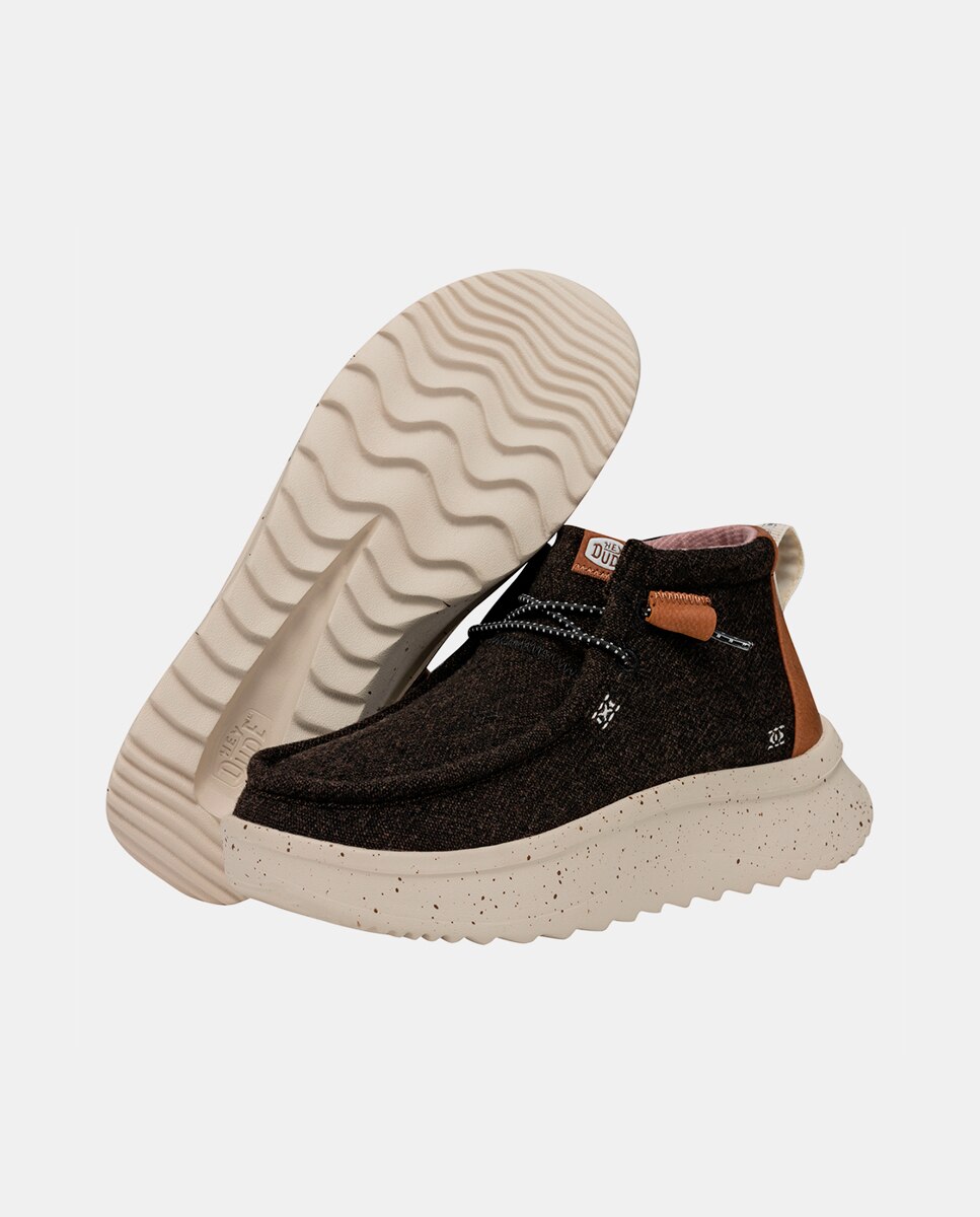 Botines de mujer de tejido con cordones elásticos - HeyDude - Negro / Naranja Negro / Naranja-2