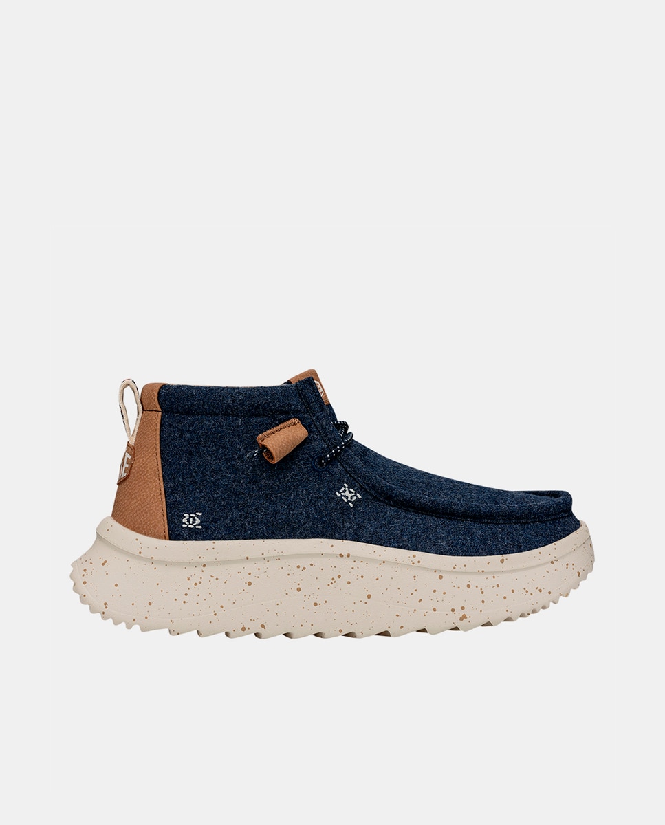 Botines de mujer de tejido con cordones elásticos - HeyDude - Azul Azul-1