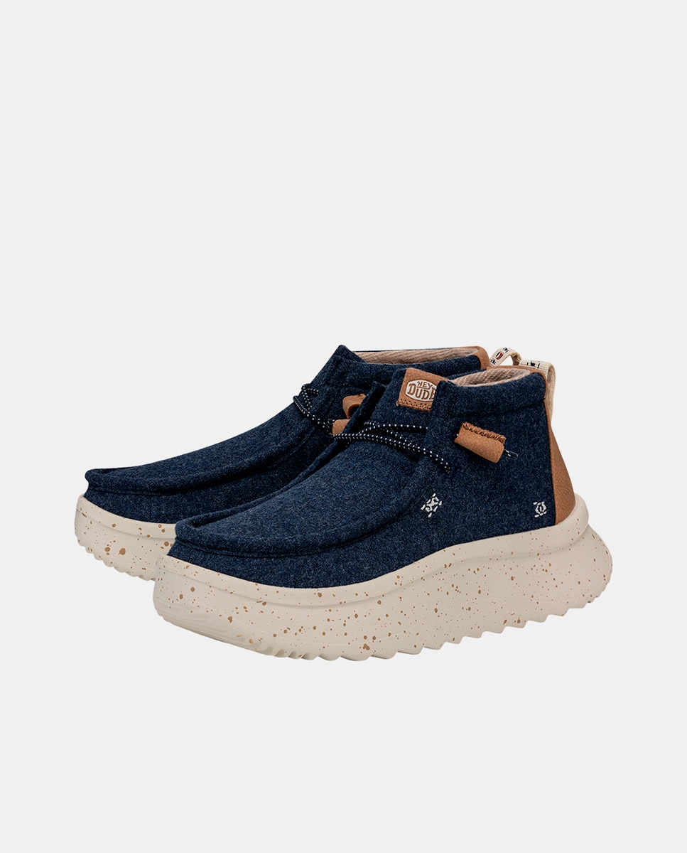 Botines de mujer de tejido con cordones elásticos - HeyDude - Azul Azul-5