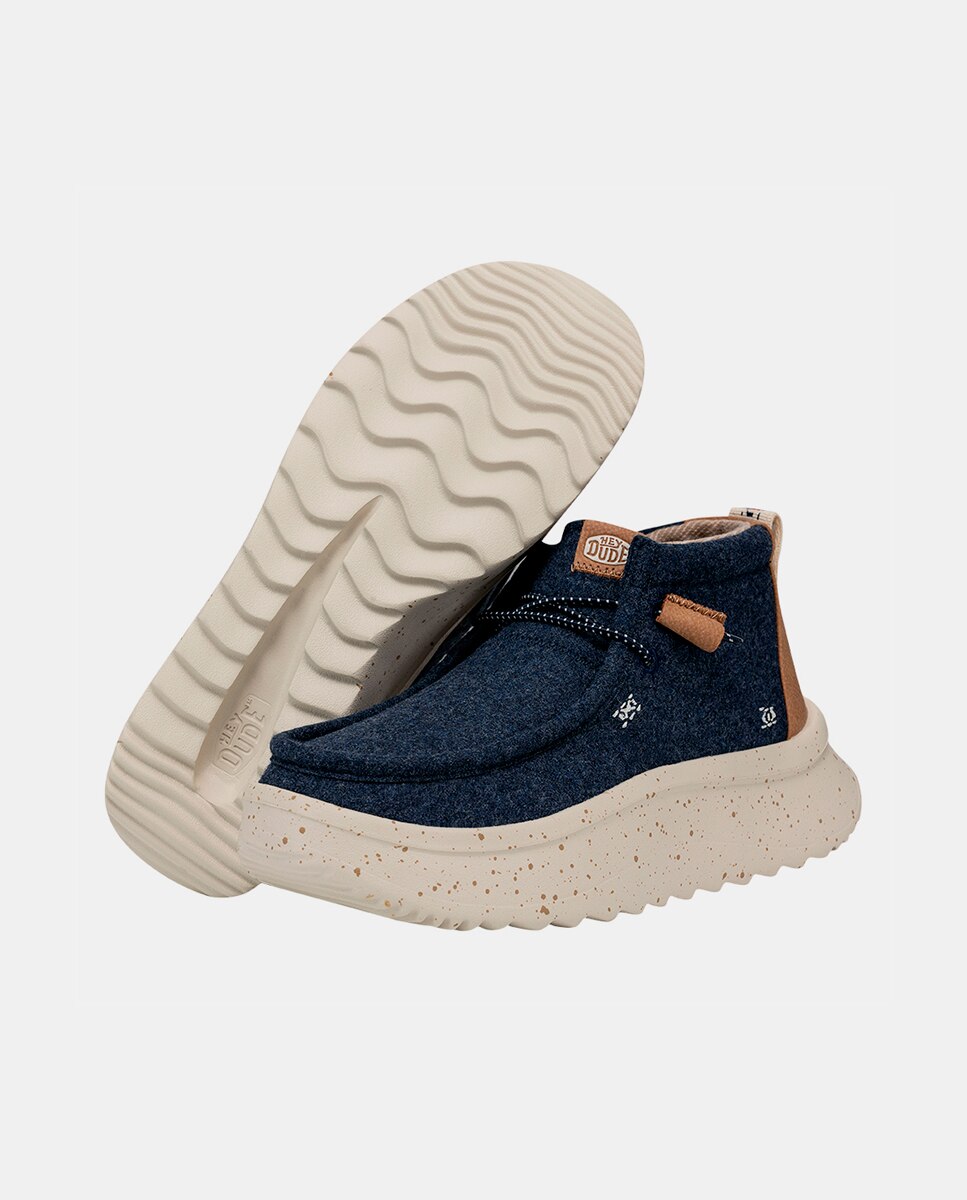 Botines de mujer de tejido con cordones elásticos - HeyDude - Azul Azul-4