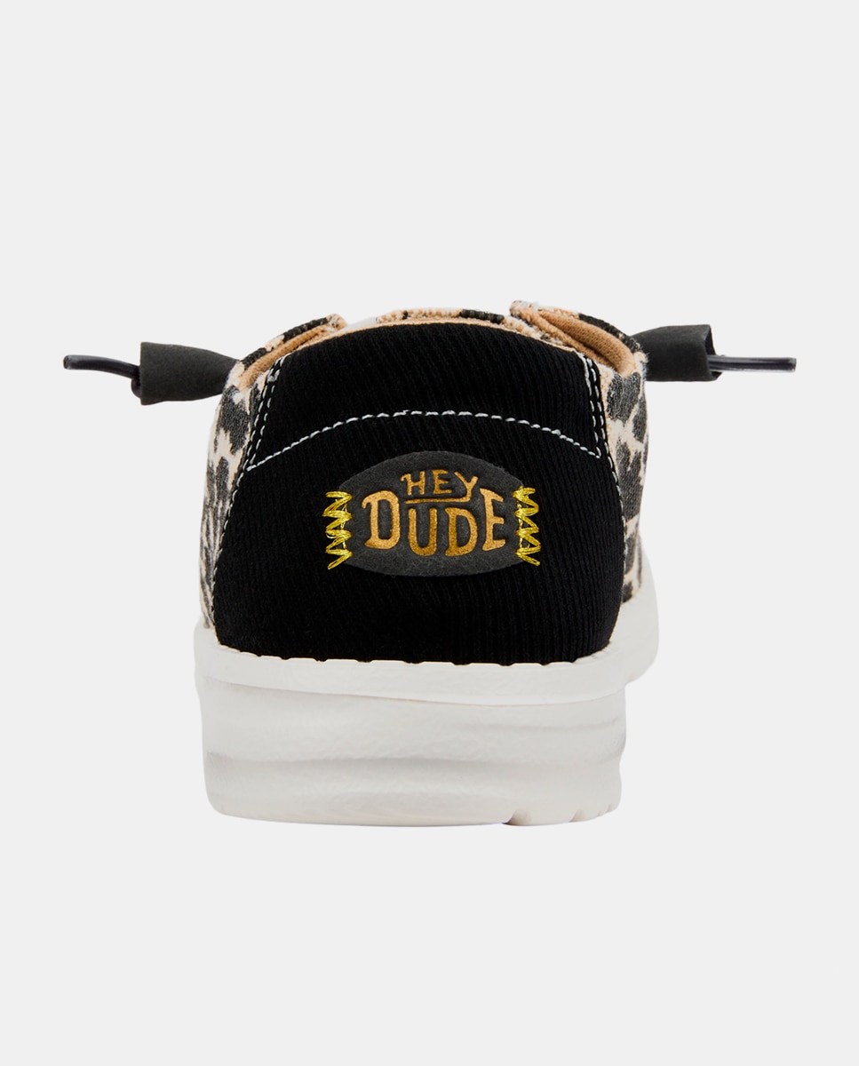 Zapatos de cordones de mujer de tejido y estampado animal - HeyDude - Negro Negro-5