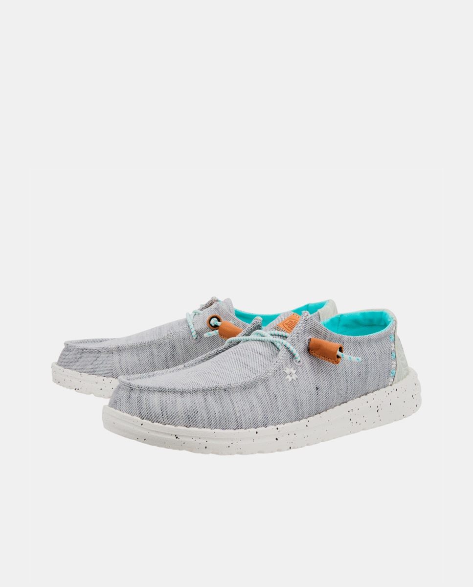 Zapatos de cordones de mujer de lona y acabado jaspeado - HeyDude - Gris Gris-2
