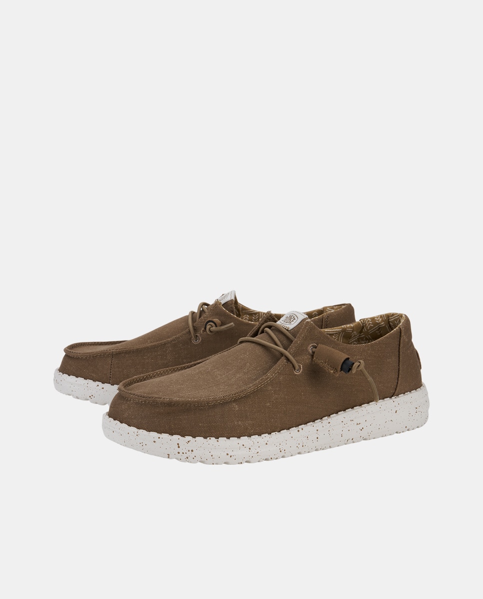 Zapatos de cordones de mujer de lona - HeyDude - Marrón Marrón-2