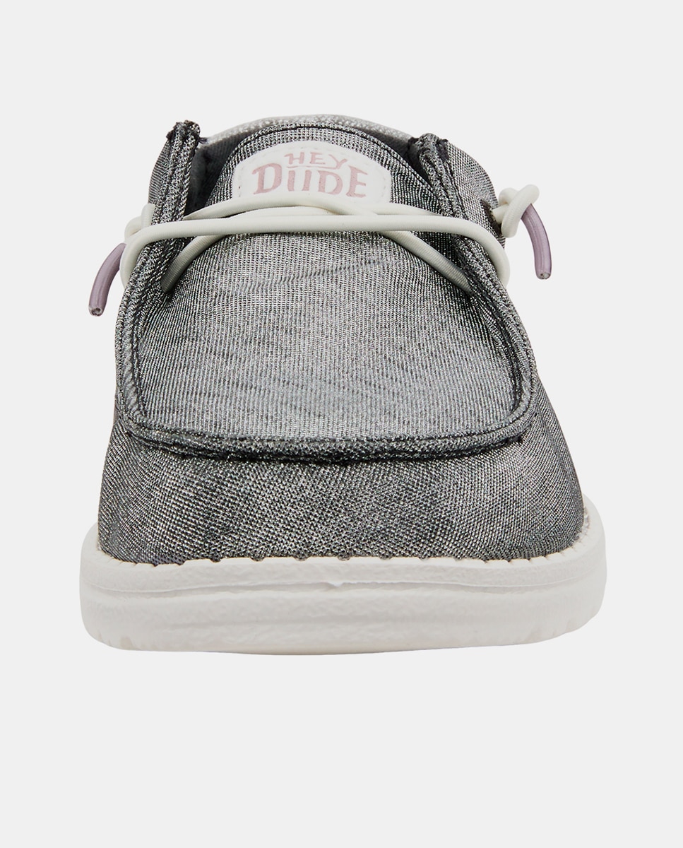 Zapatos de cordones de mujer de tejido y detalles metalizados - HeyDude - Gris oscuro metalizado Gris oscuro metalizado-2