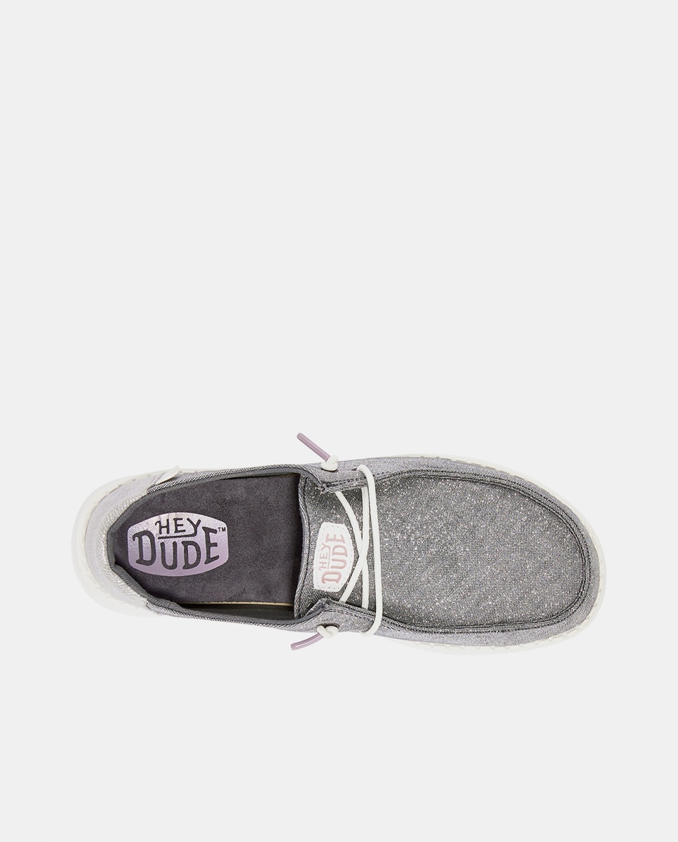 Zapatos de cordones de mujer de tejido y detalles metalizados - HeyDude - Gris oscuro metalizado Gris oscuro metalizado-3