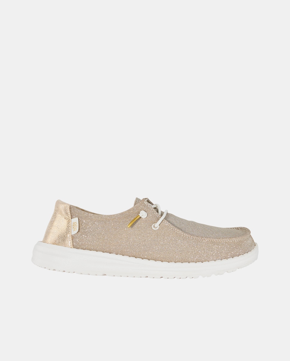 Zapatos de cordones de mujer de tejido y detalles metalizados - HeyDude - Beige Beige-1
