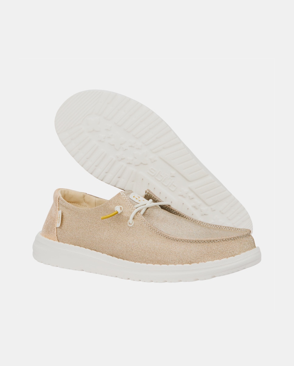 Zapatos de cordones de mujer de tejido y detalles metalizados - HeyDude - Beige Beige-3