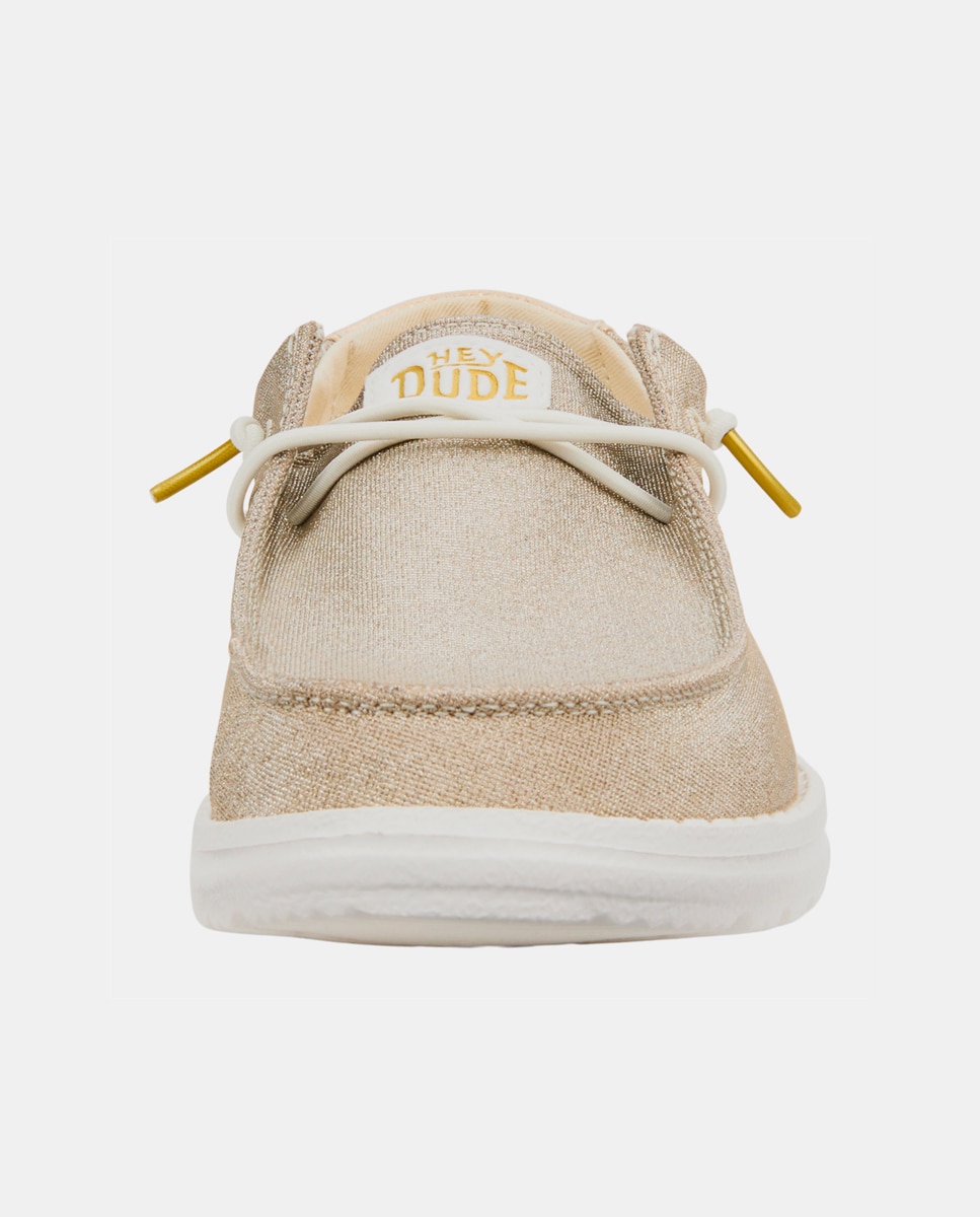 Zapatos de cordones de mujer de tejido y detalles metalizados - HeyDude - Beige Beige-4