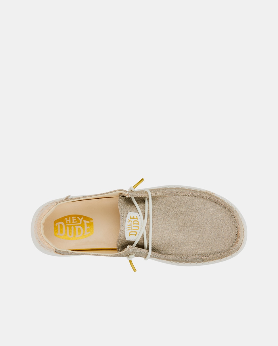 Zapatos de cordones de mujer de tejido y detalles metalizados - HeyDude - Beige Beige-6