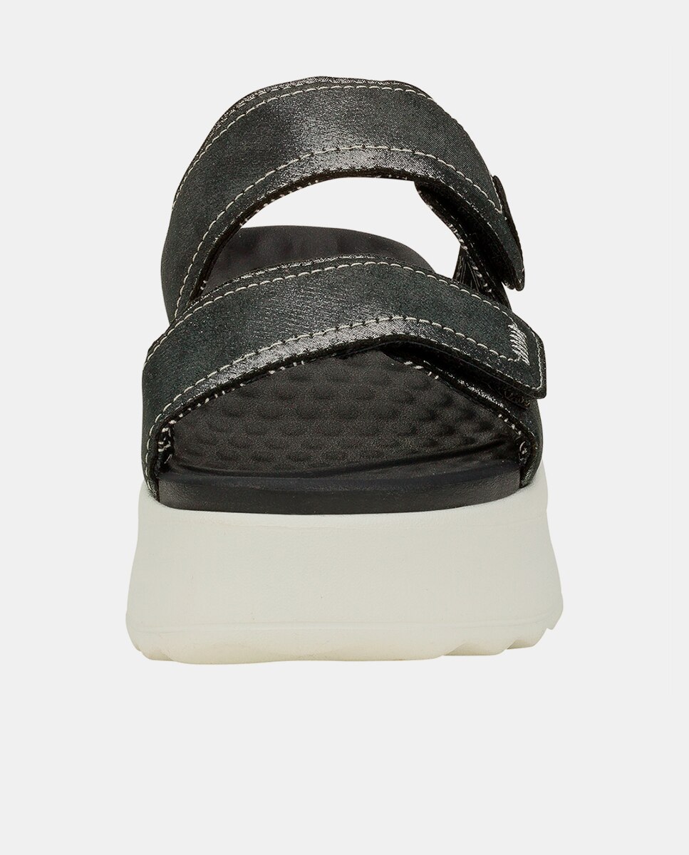 Sandalias de plataforma de mujer con doble tira - HeyDude - Plata Plata-4