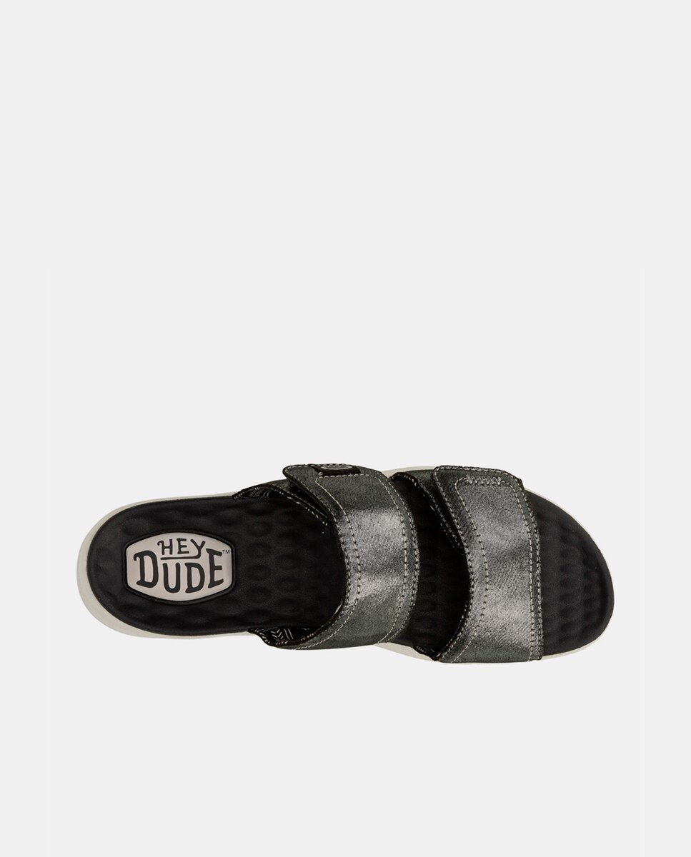 Sandalias de plataforma de mujer con doble tira - HeyDude - Plata Plata-6