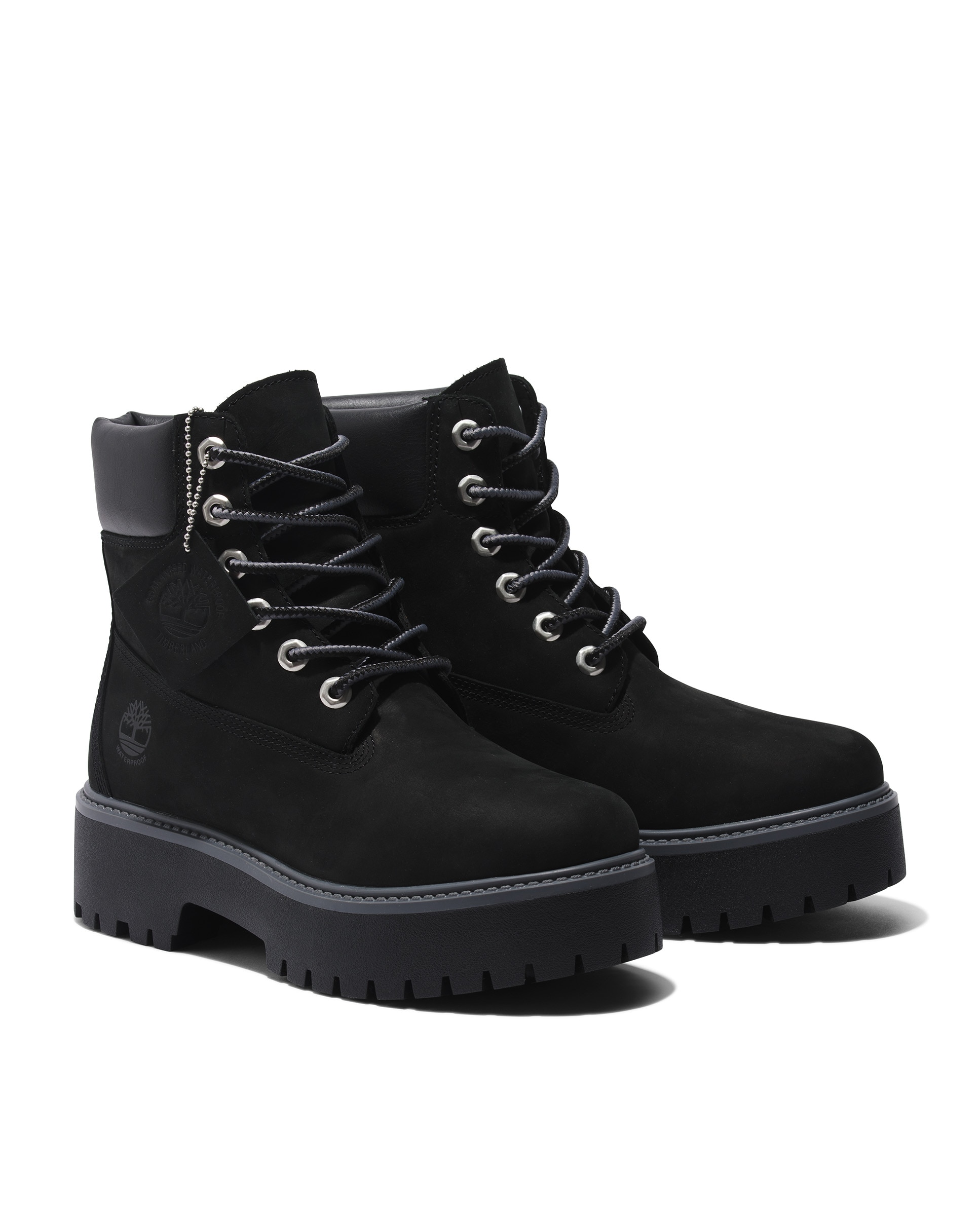 Botas suela track 6-inch impermeables con plataforma de mujer en cuero premium - Timberland - Negro Negro-4