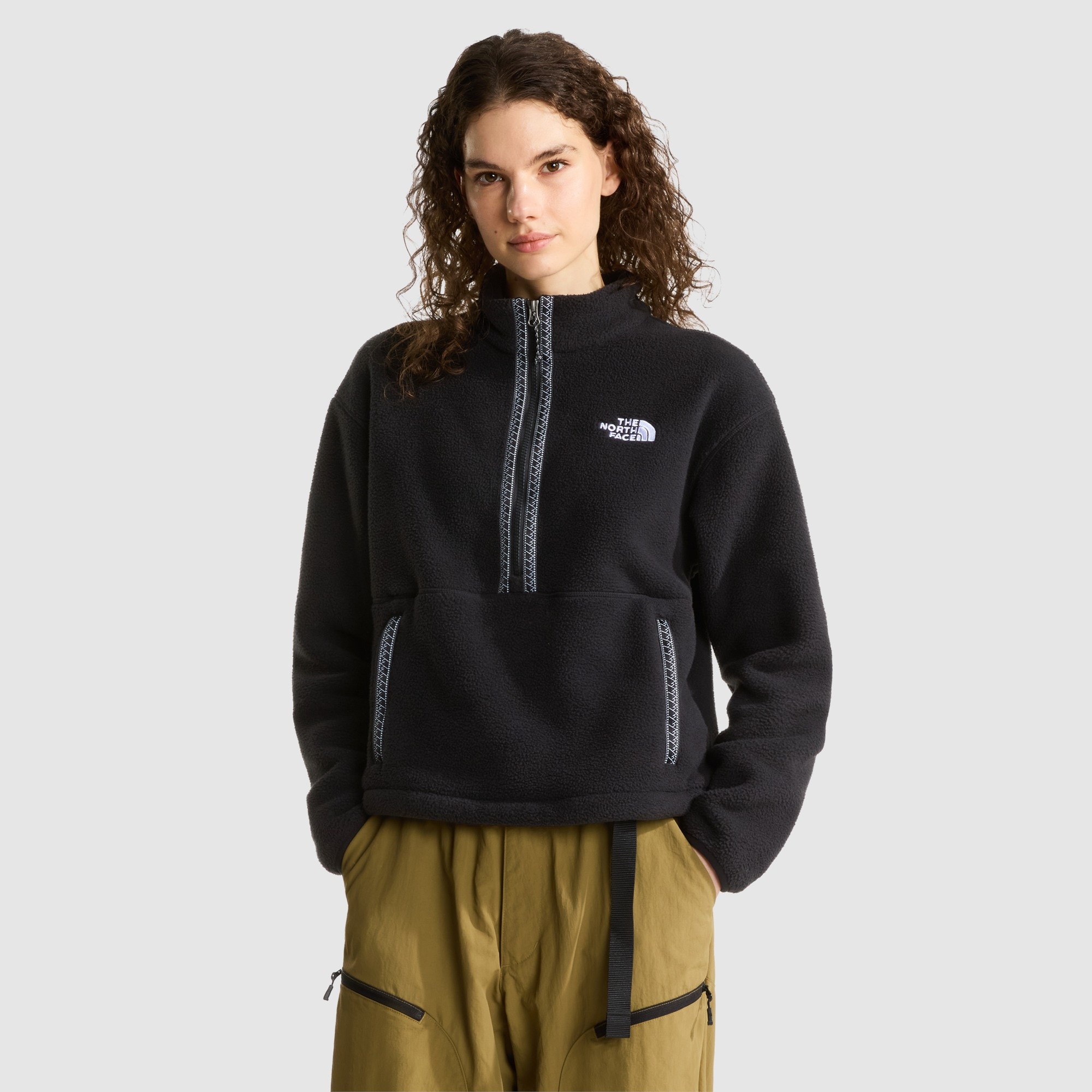 Forro polar con cremallera de 1/4 para mujer TNF Fleeski The North Face - Negro Negro-1