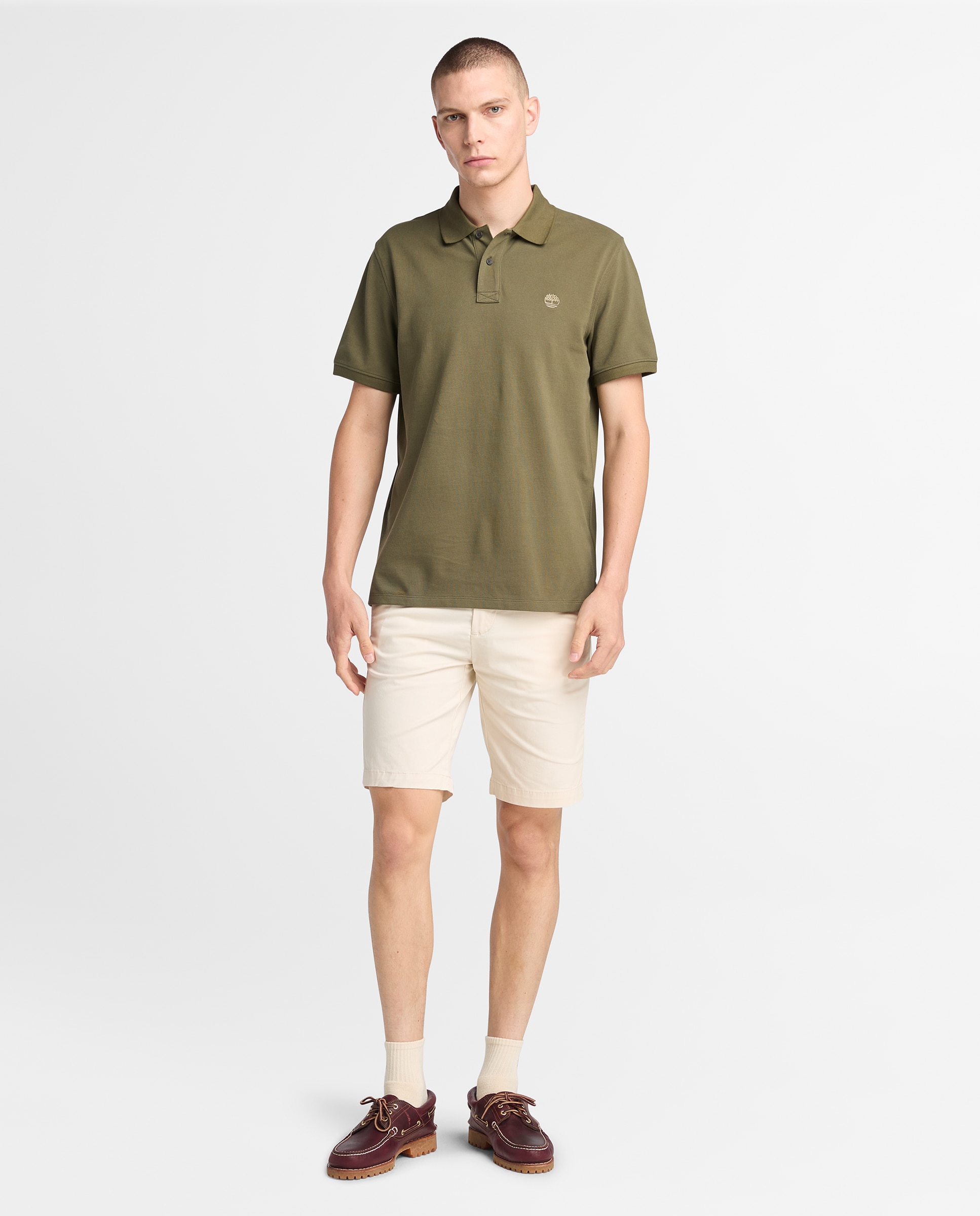 Polo de piqué de hombre manga corta corte regular Verde militar