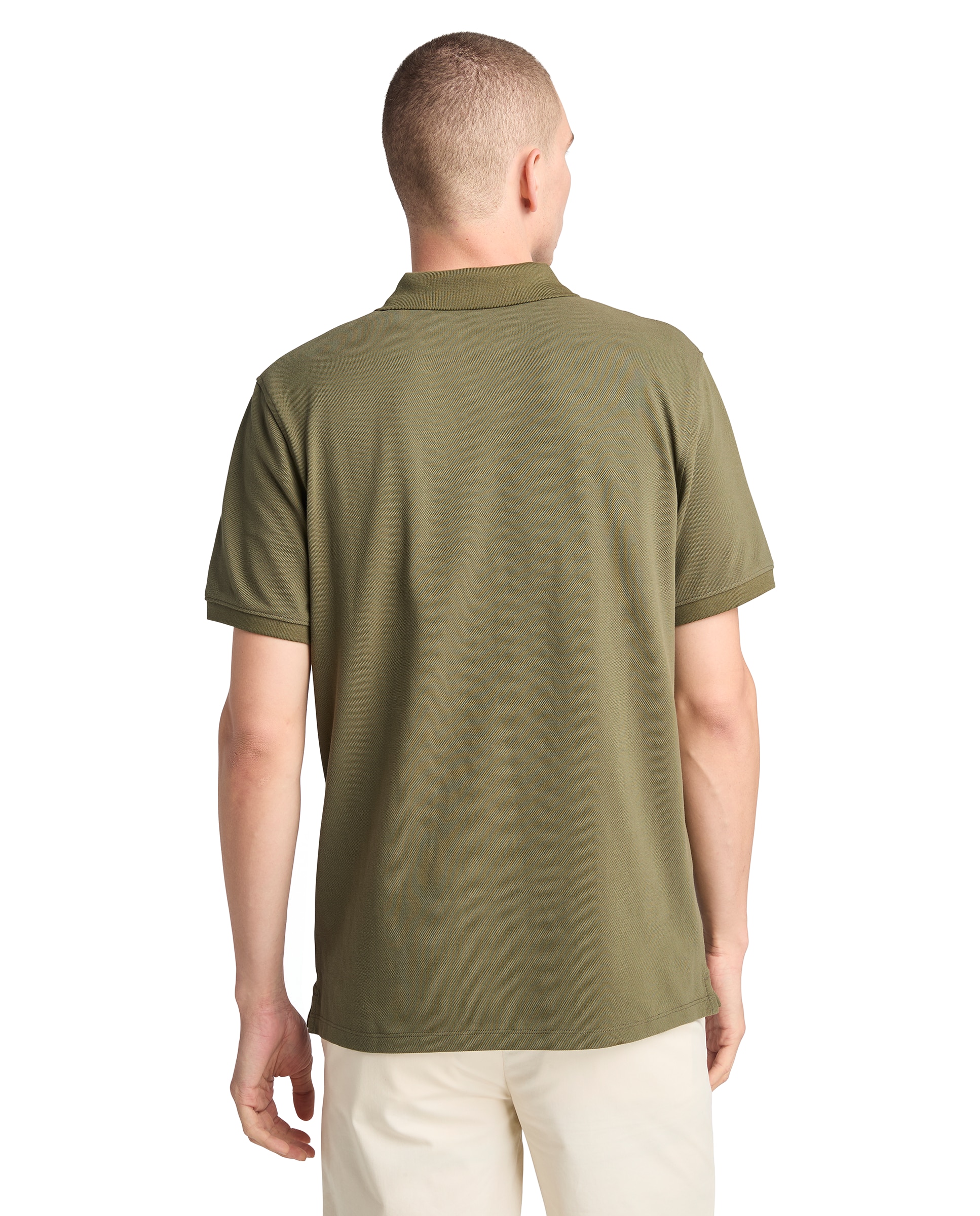 Polo de piqué de hombre manga corta corte regular Verde militar