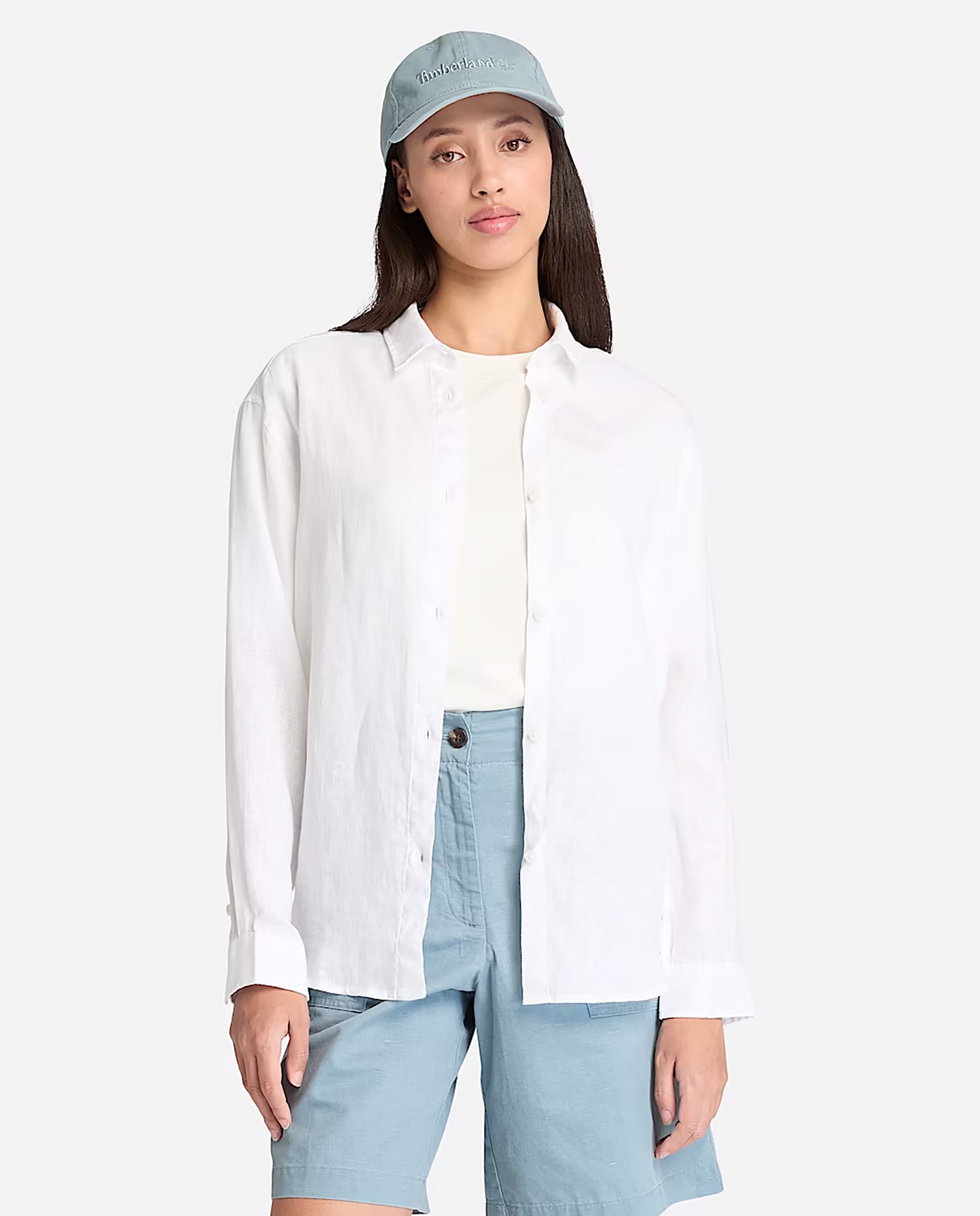 Timberland - Camisa de lino de mujer de manga larga.