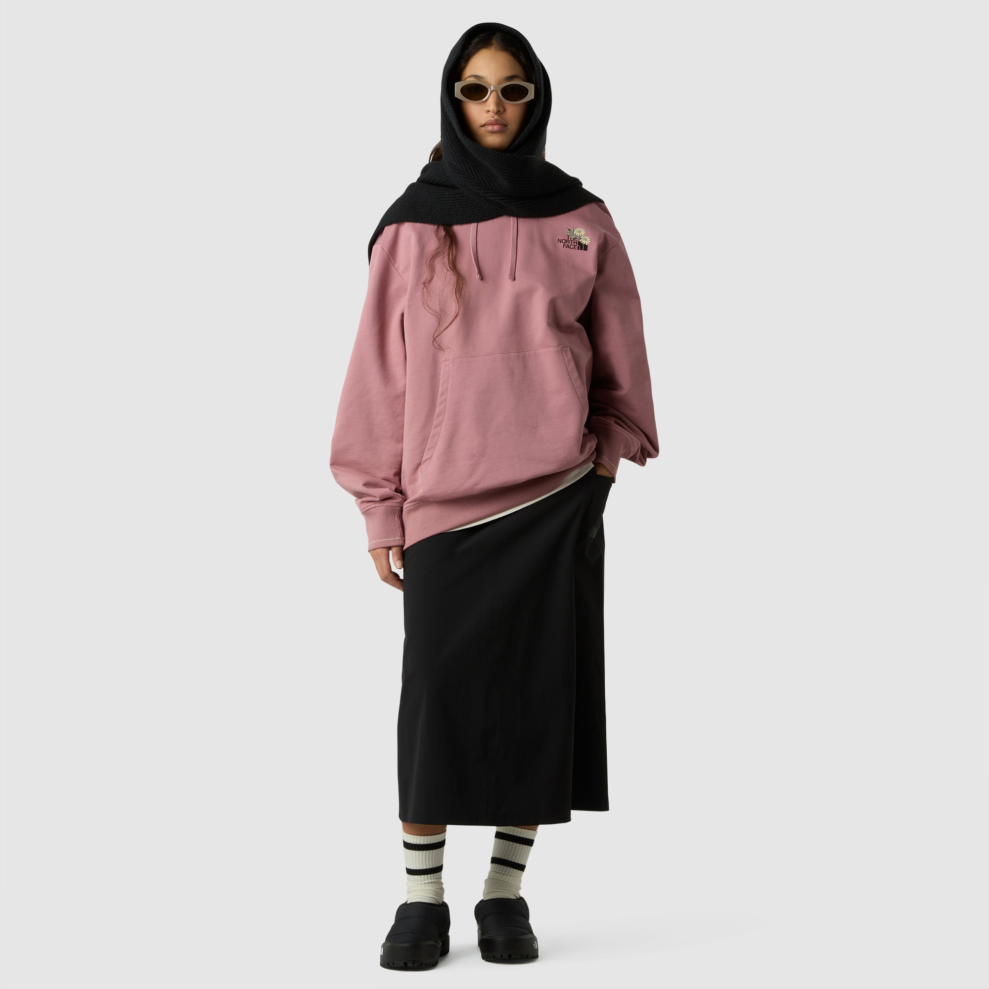 Sudadera holgada con capucha y estampado floral de hombre Dome The North Face - Rosa Rosa-2