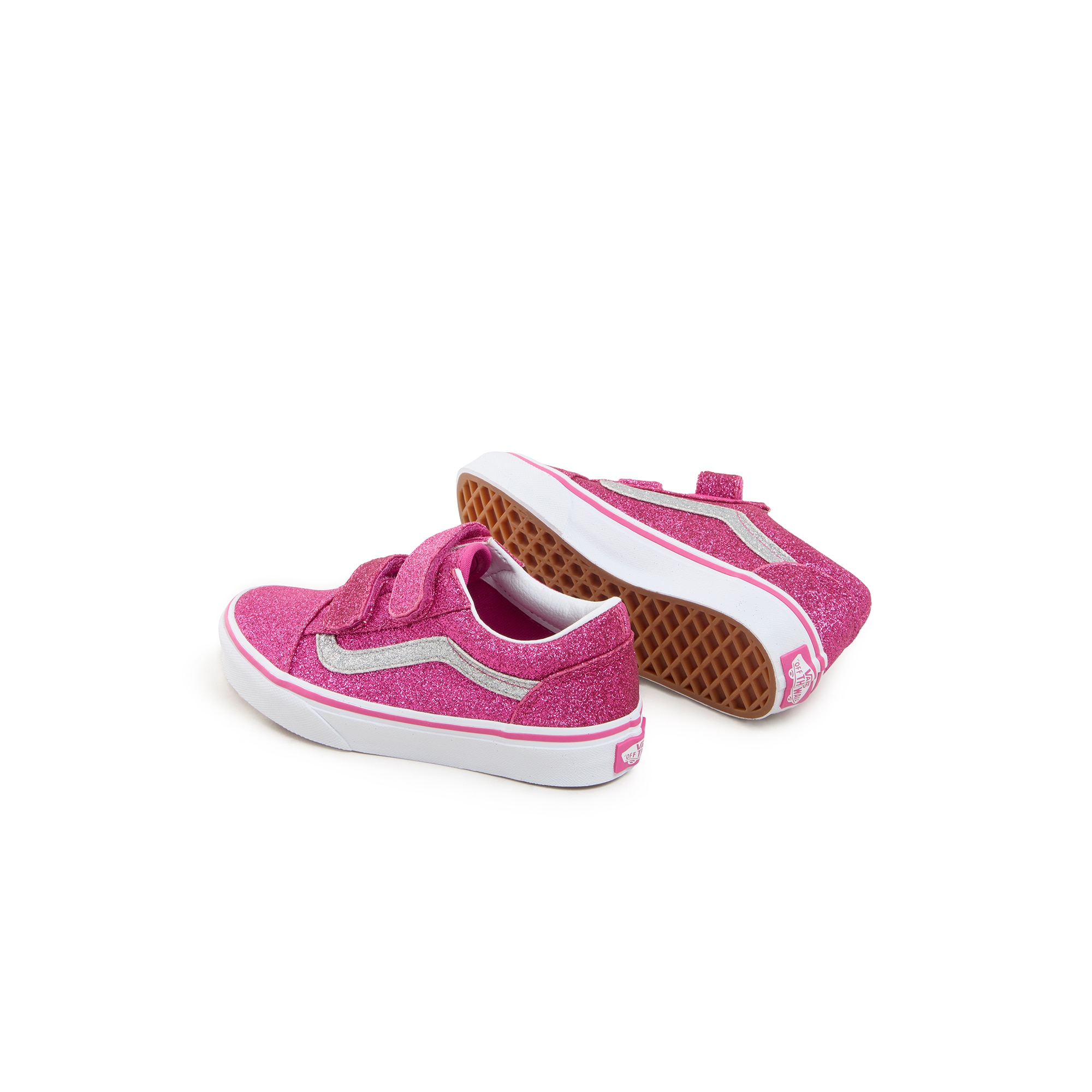 Zapatilla casual para niñas Old Skool Vans con Velcro. - Rosa Rosa-3