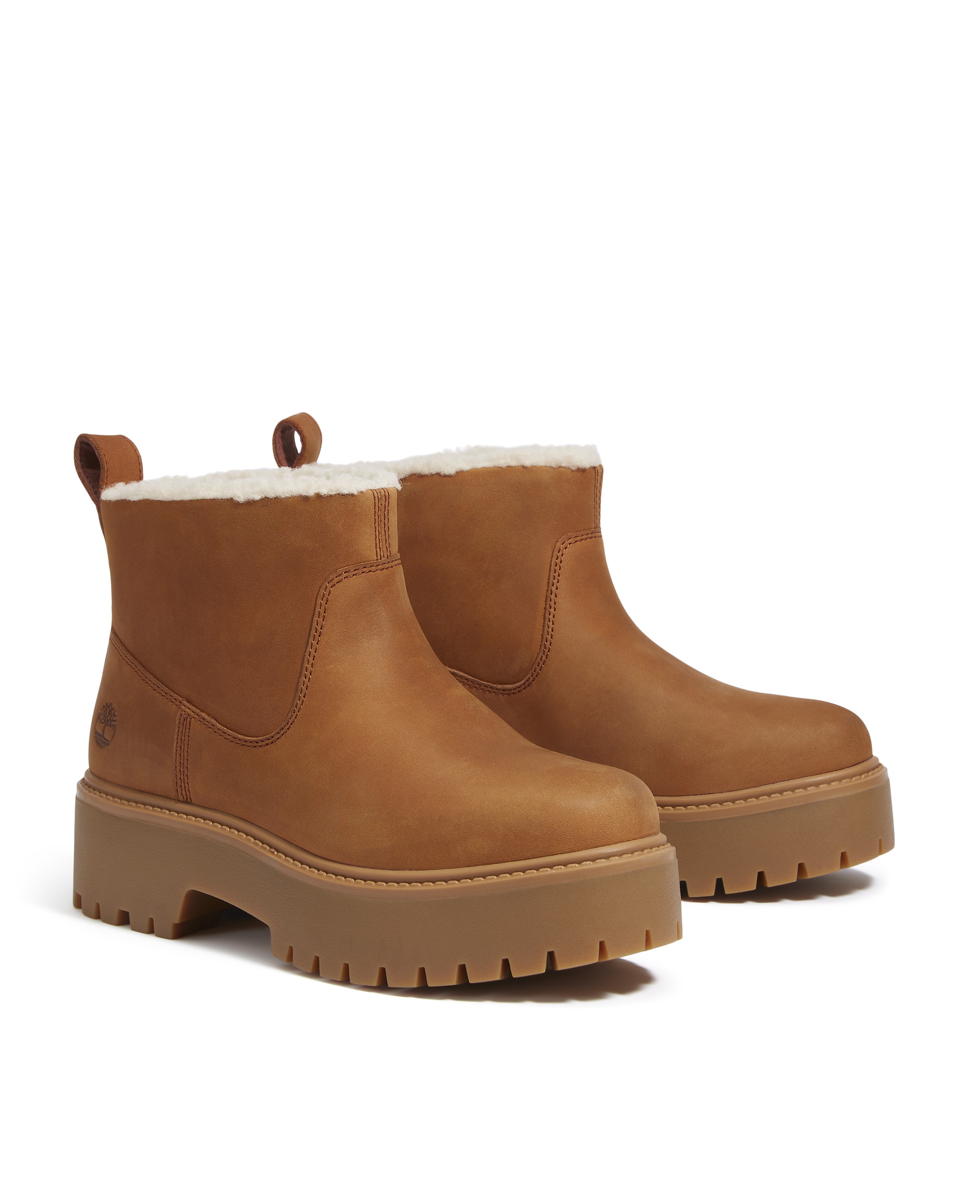 Botines con suela track sin cierre con plataforma y forro cálido platform de mujer en cuero premium - Timberland - Marrón Marrón-4