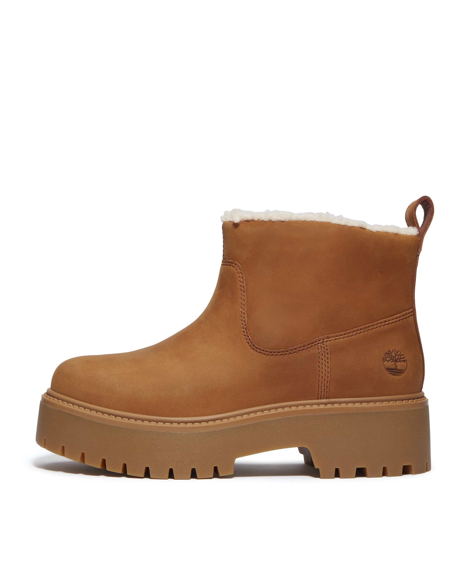 Botines con suela track sin cierre con plataforma y forro cálido platform de mujer en cuero premium - Timberland - Marrón Marrón-7