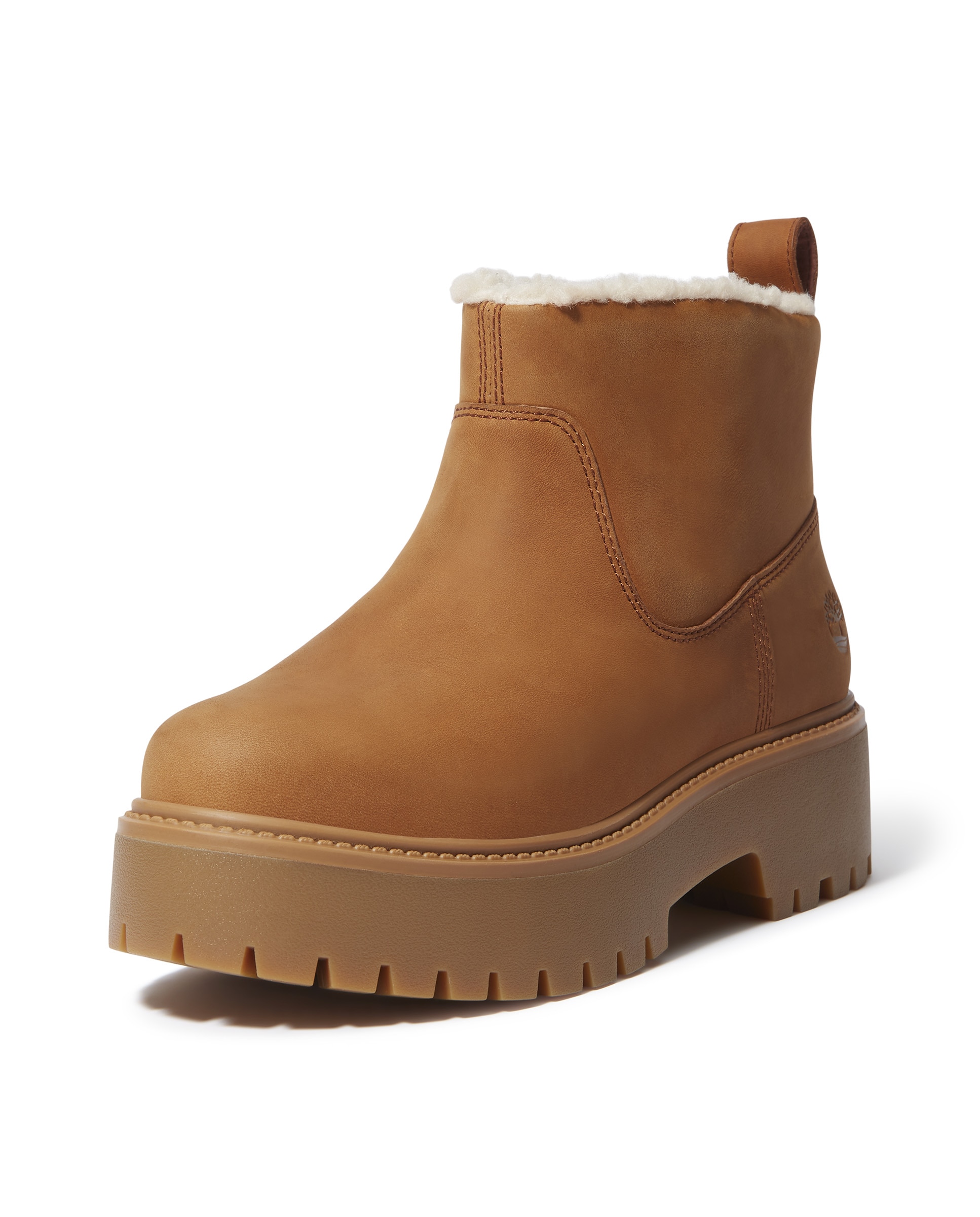 Botines con suela track sin cierre con plataforma y forro cálido platform de mujer en cuero premium - Timberland - Marrón Marrón-8
