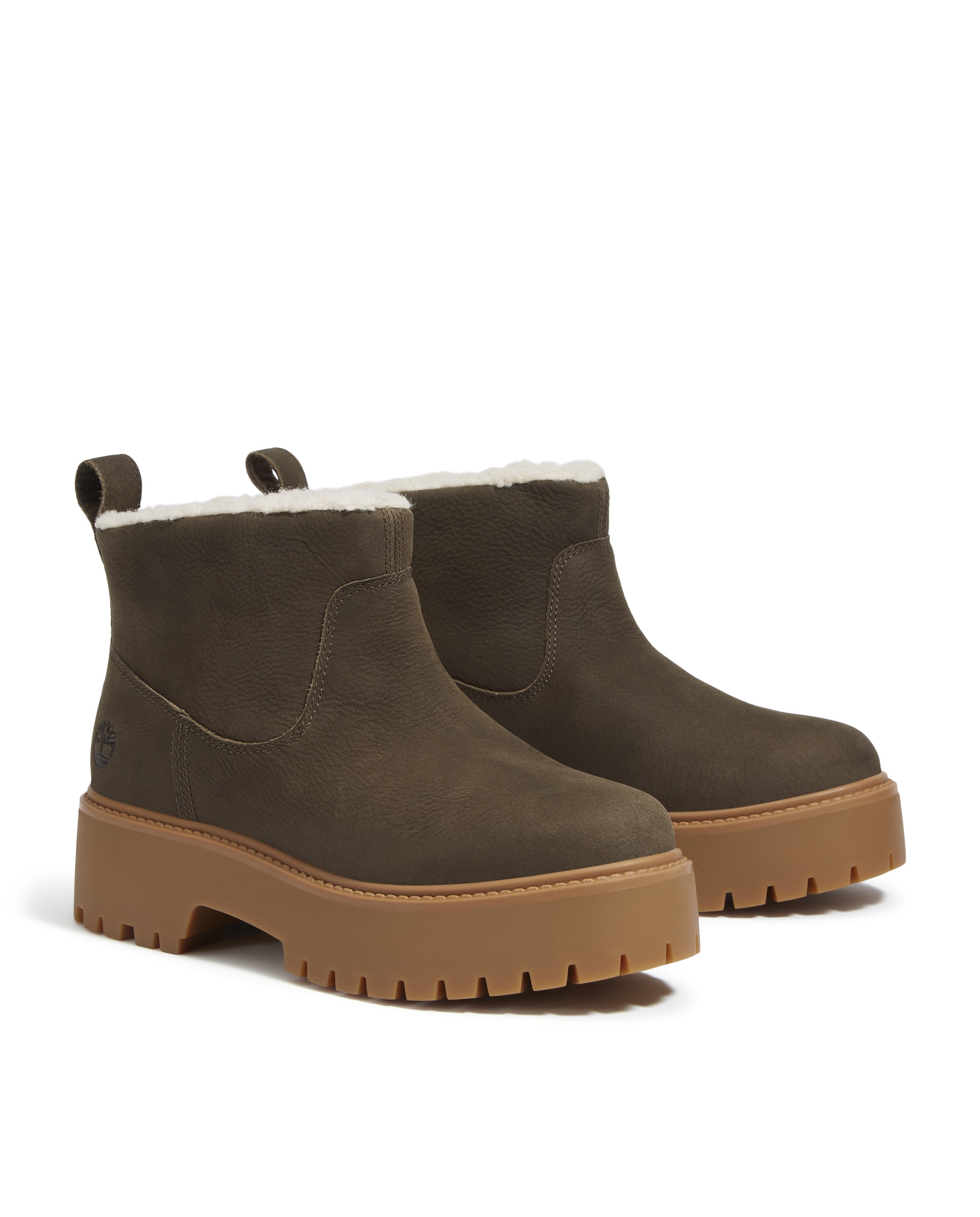 Botines con suela track sin cierre con plataforma y forro cálido platform de mujer en cuero premium - Timberland - Marrón oscuro Marrón oscuro-4