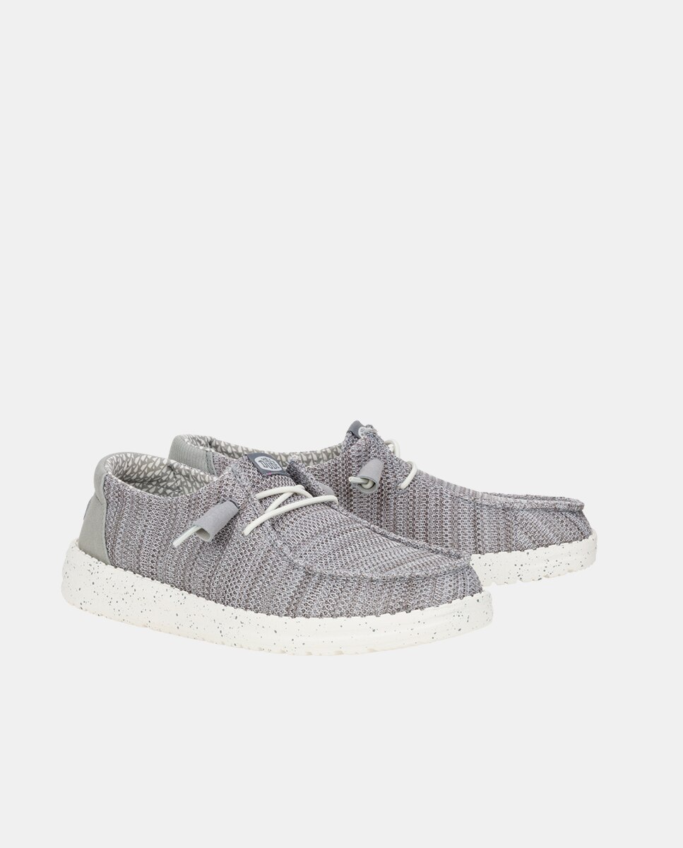 Zapatillas de cordones de mujer en malla elástica - HeyDude - Gris claro Gris claro-2
