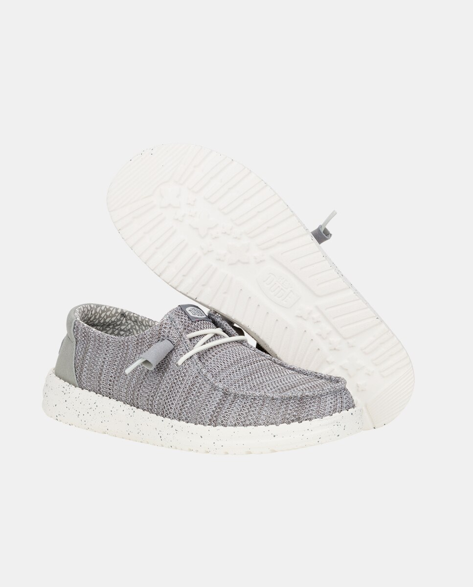 Zapatillas de cordones de mujer en malla elástica - HeyDude - Gris claro Gris claro-3