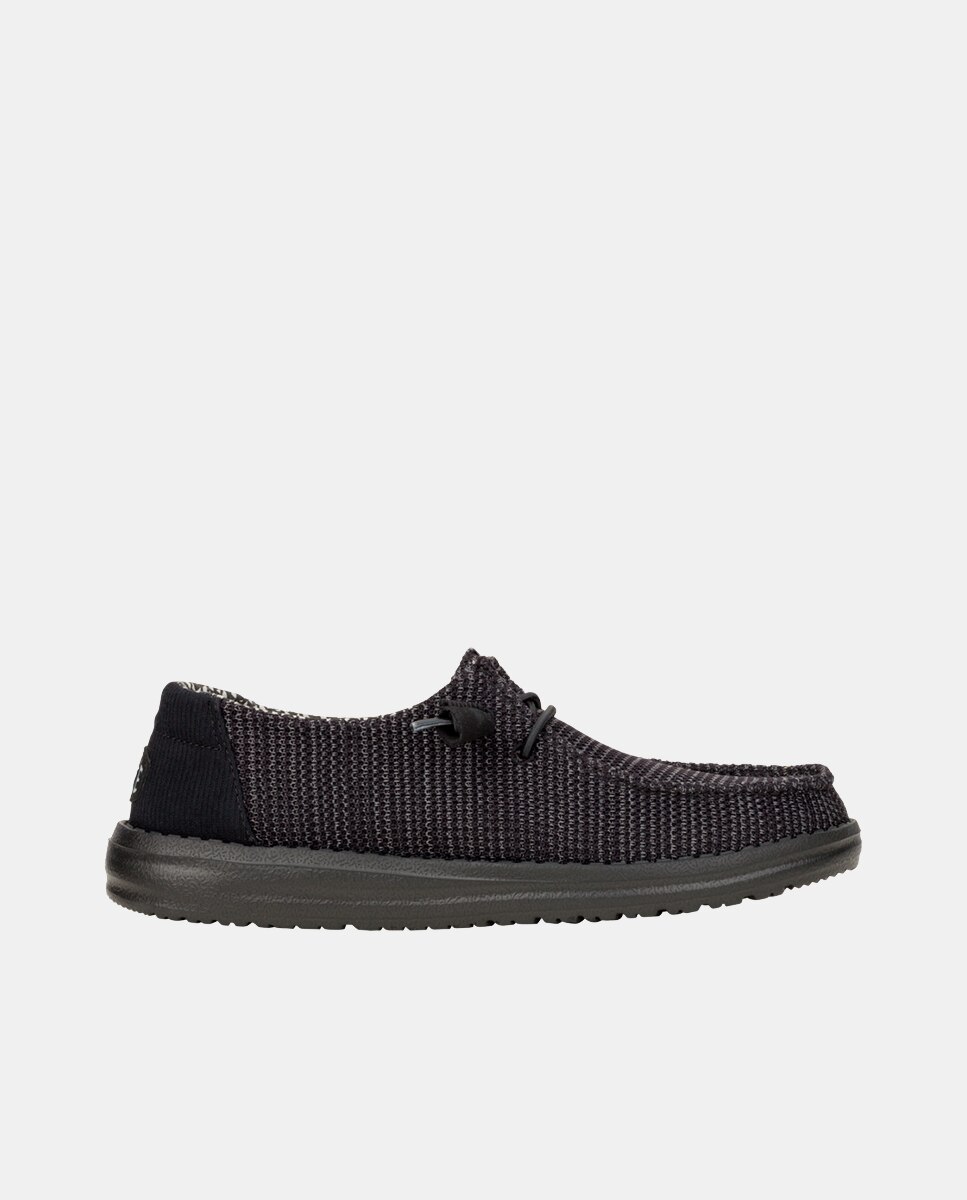 Zapatillas de cordones de mujer en malla elástica - HeyDude - Negro Negro-1