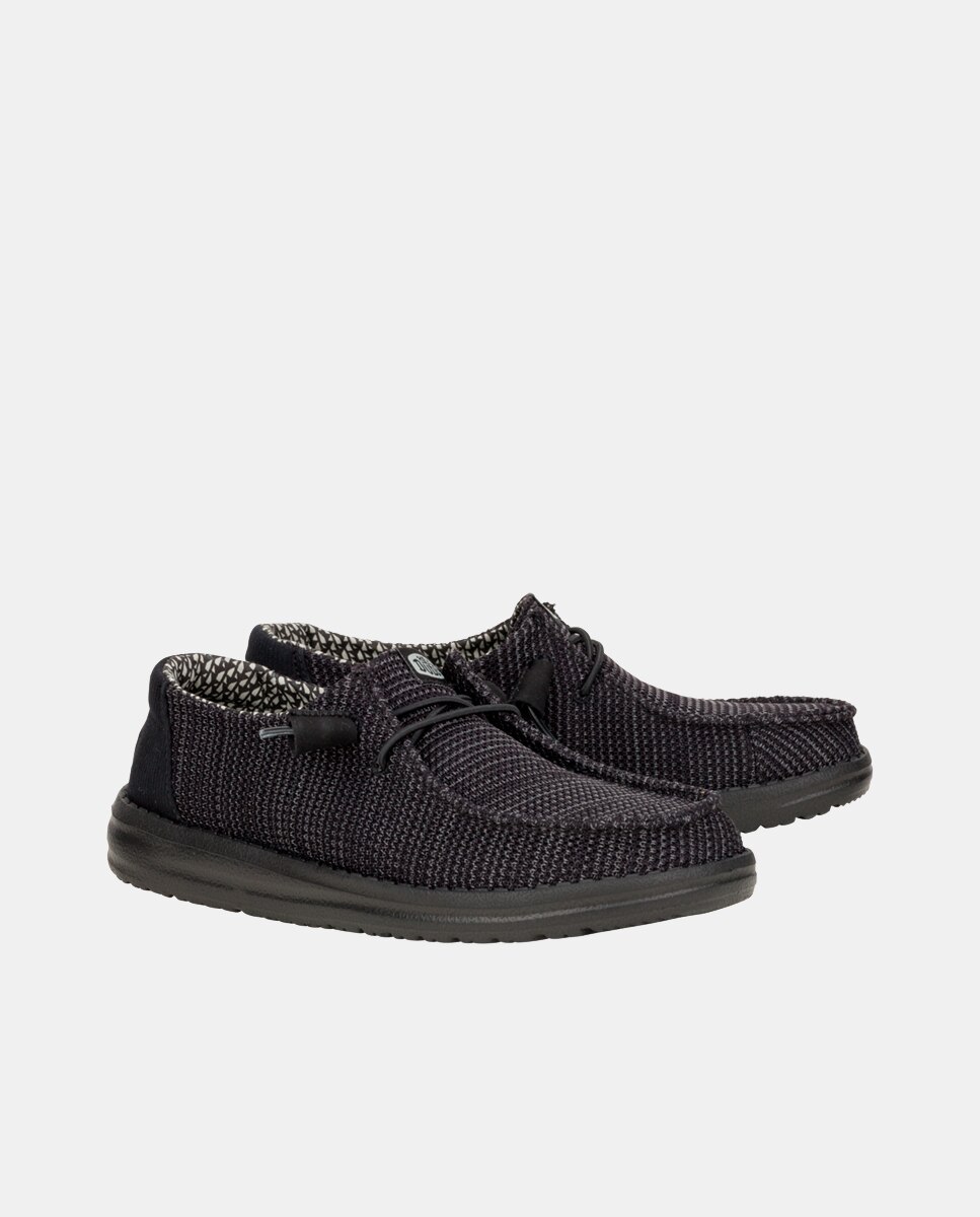 Zapatillas de cordones de mujer en malla elástica - HeyDude - Negro Negro-2