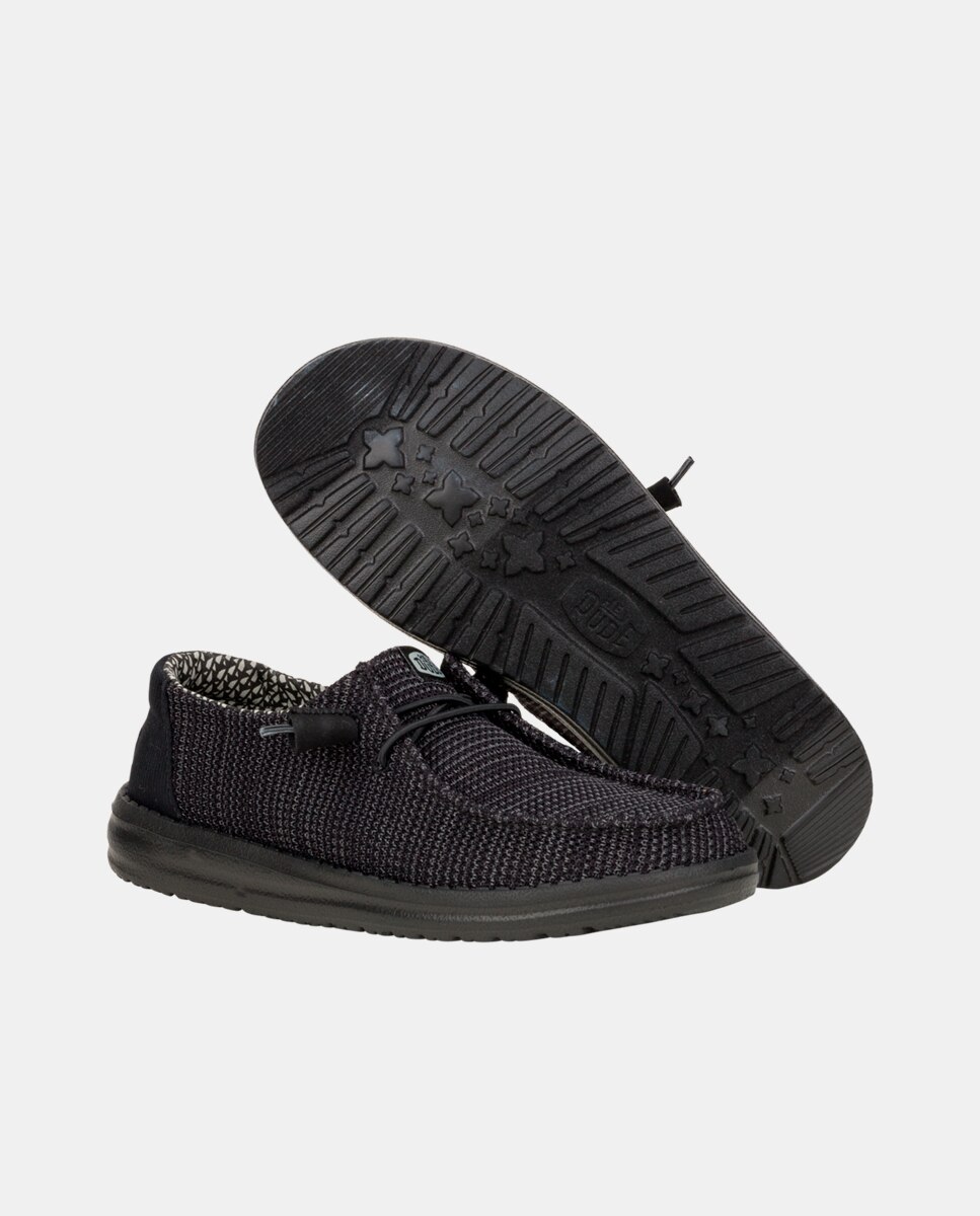 Zapatillas de cordones de mujer en malla elástica - HeyDude - Negro Negro-3