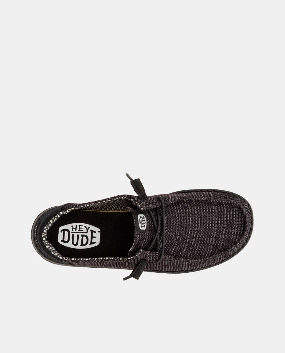Zapatillas de cordones de mujer en malla elástica - HeyDude - Negro Negro-6