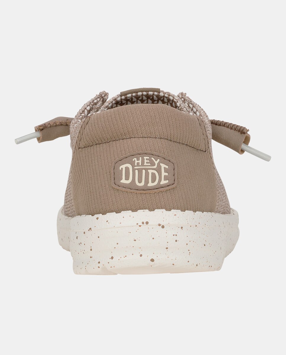 Zapatillas de cordones de mujer en malla elástica - HeyDude - Beige / Blanco Beige / Blanco-5