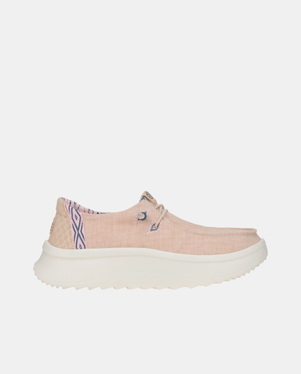 HeyDude - Zapatos de cordones de mujer en tejido con plataforma.