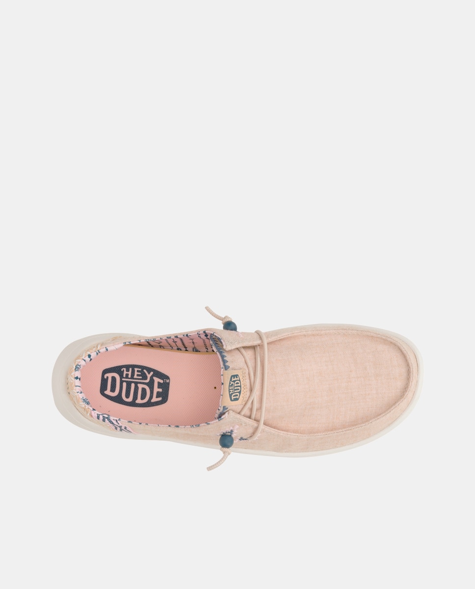 Zapatos de cordones de mujer en tejido con plataforma - HeyDude - Crema Crema-6