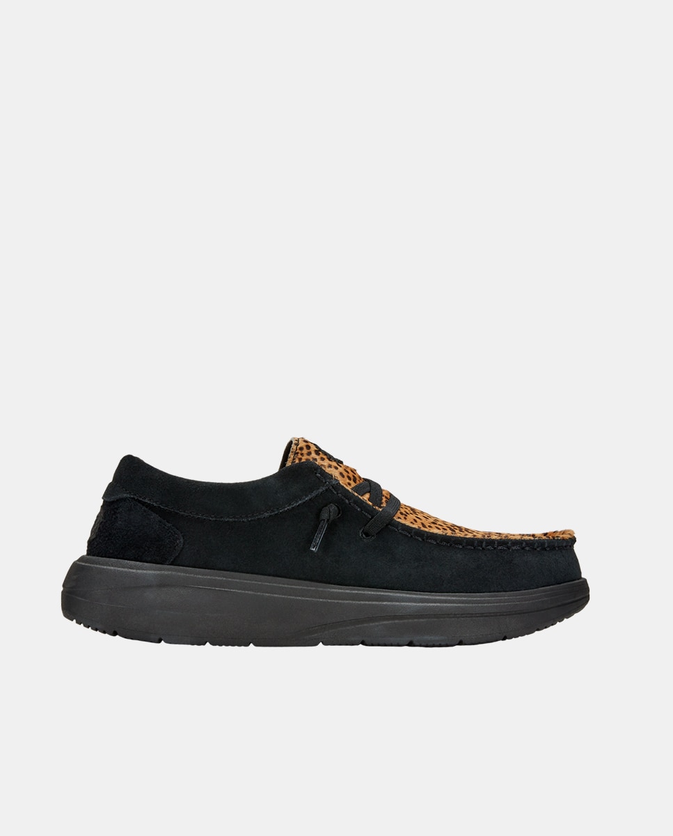 HeyDude - Zapatos de cordones de mujer en ante y empeine estampado.