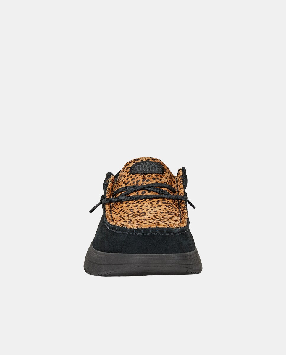 Zapatos de cordones de mujer en ante y empeine estampado - HeyDude - Negro Negro-4
