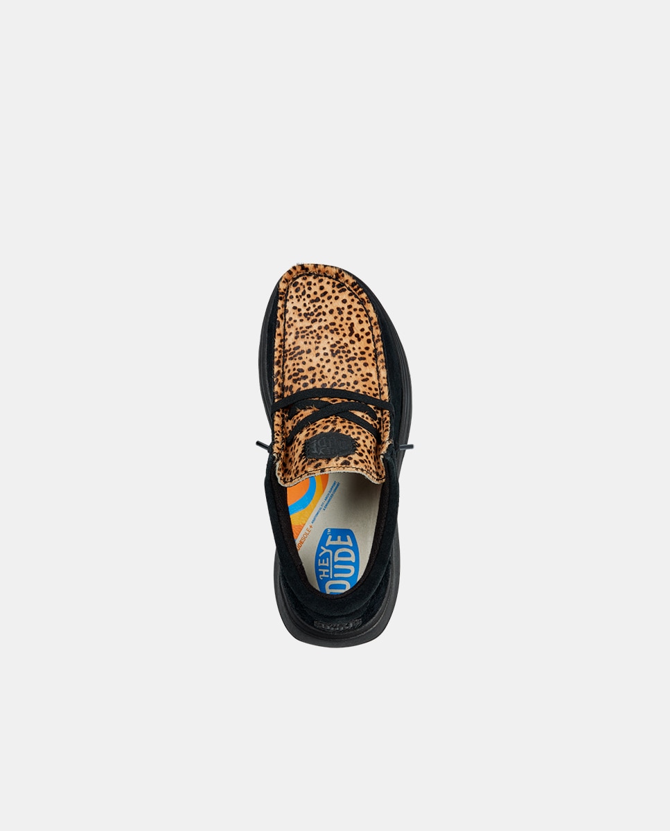 Zapatos de cordones de mujer en ante y empeine estampado - HeyDude - Negro Negro-6
