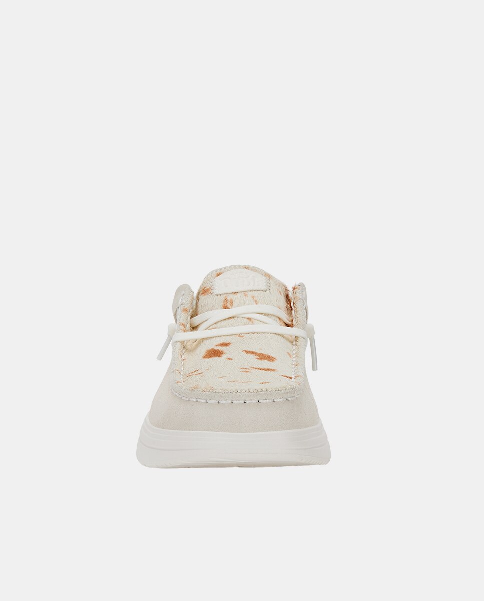 Zapatos de cordones de mujer en ante y empeine estampado - HeyDude - Crema Crema-4
