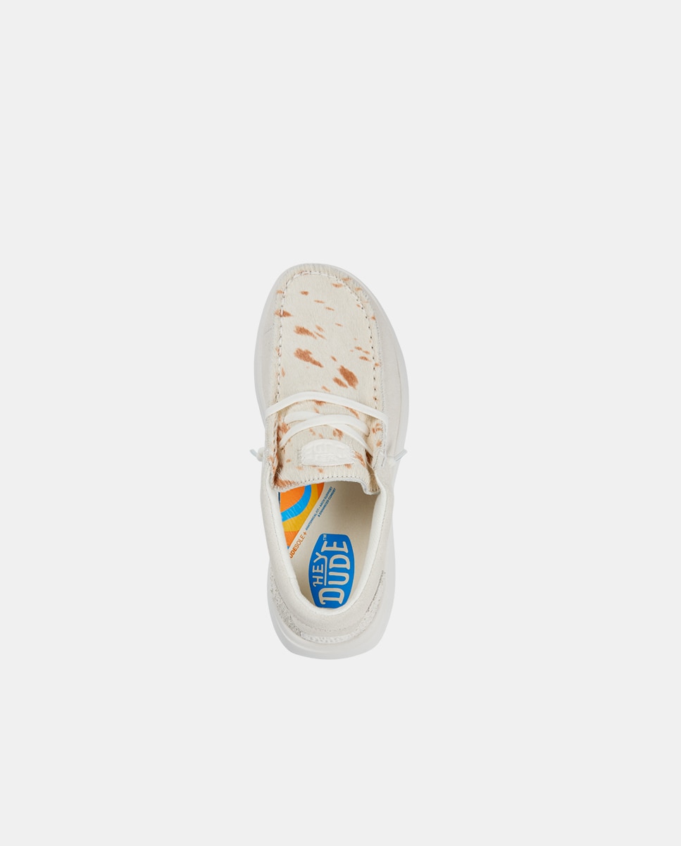 Zapatos de cordones de mujer en ante y empeine estampado - HeyDude - Crema Crema-6