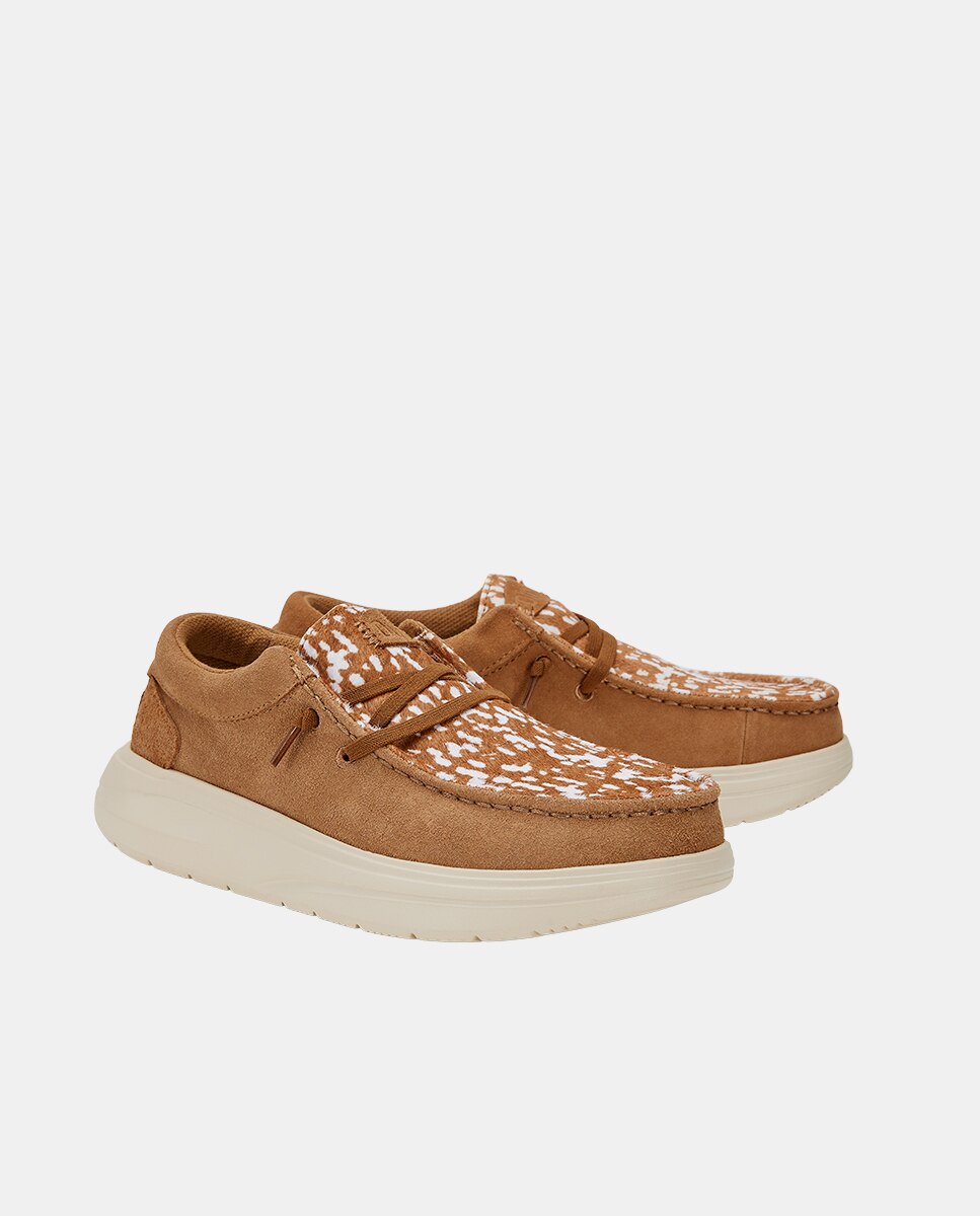 Zapatos de cordones de mujer en ante y empeine estampado - HeyDude - Marrón Marrón-2